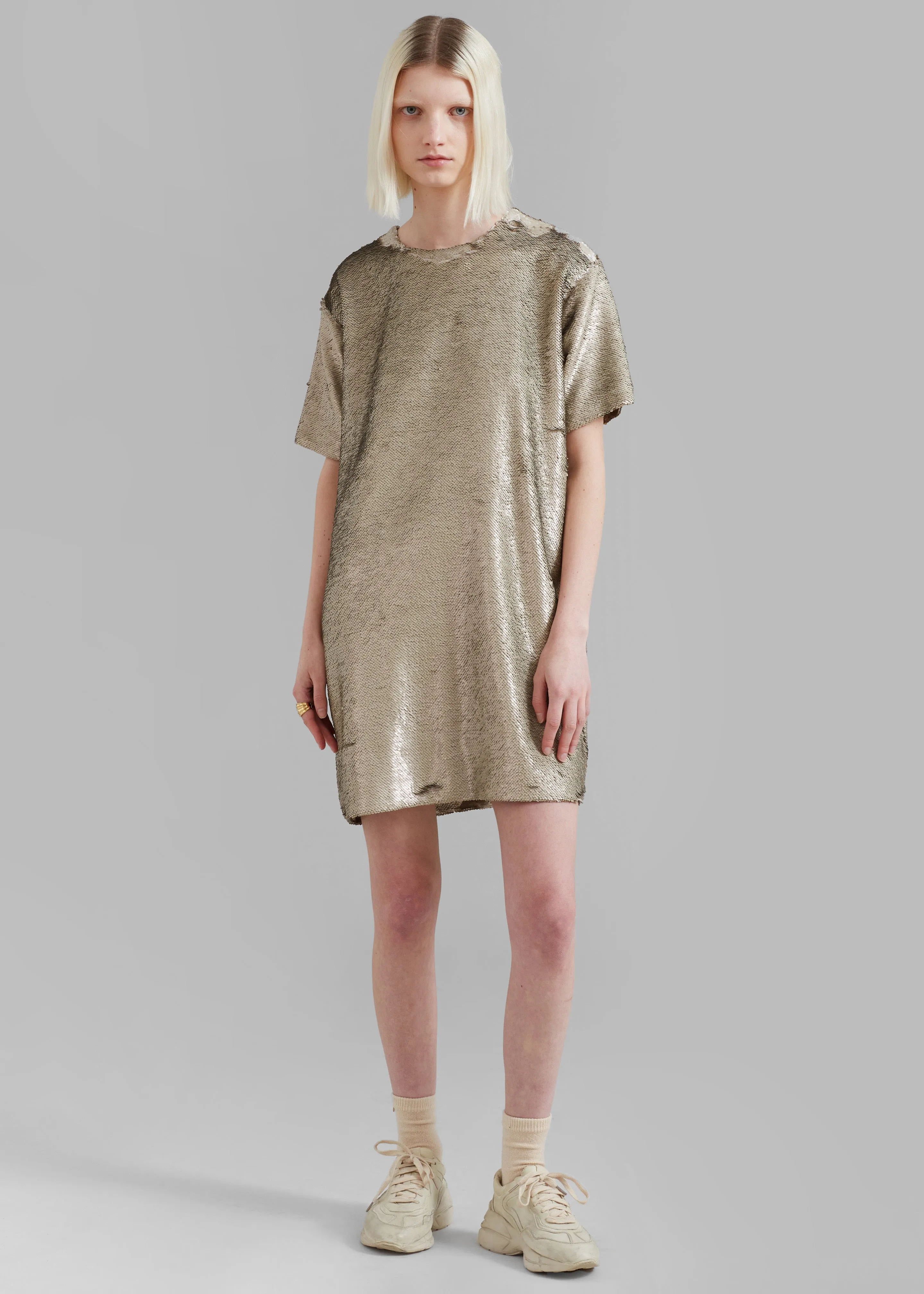 Riley Sequins Tee Mini Dress - Bronze sold by Frankie Shop