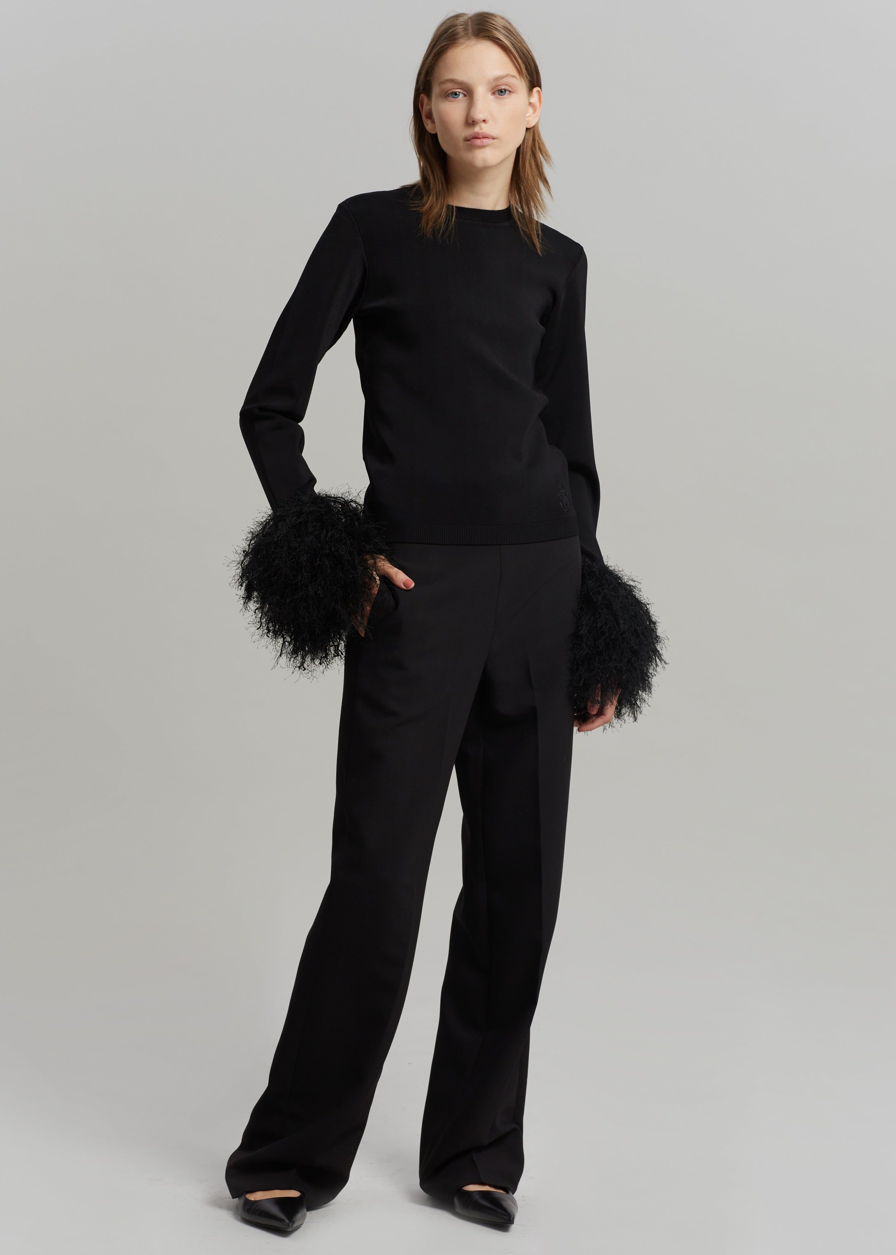 JW Anderson Pom Pom Cuff Crew Neck Jumper - Black sold by Frankie Shop product image thumbnail 4