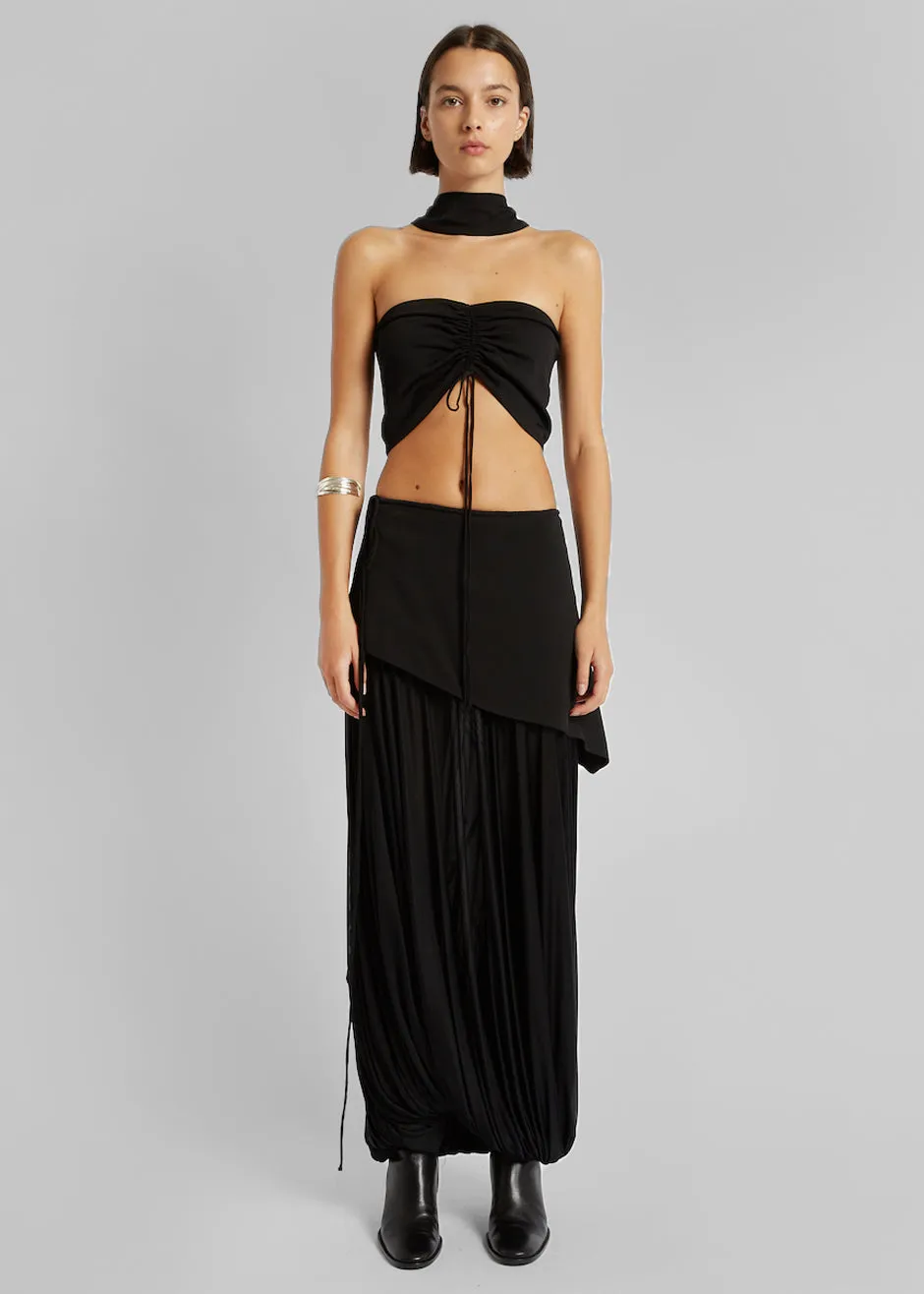 Christopher Esber Reversed Halter Ruched Crop Top - Black sold by Frankie Shop