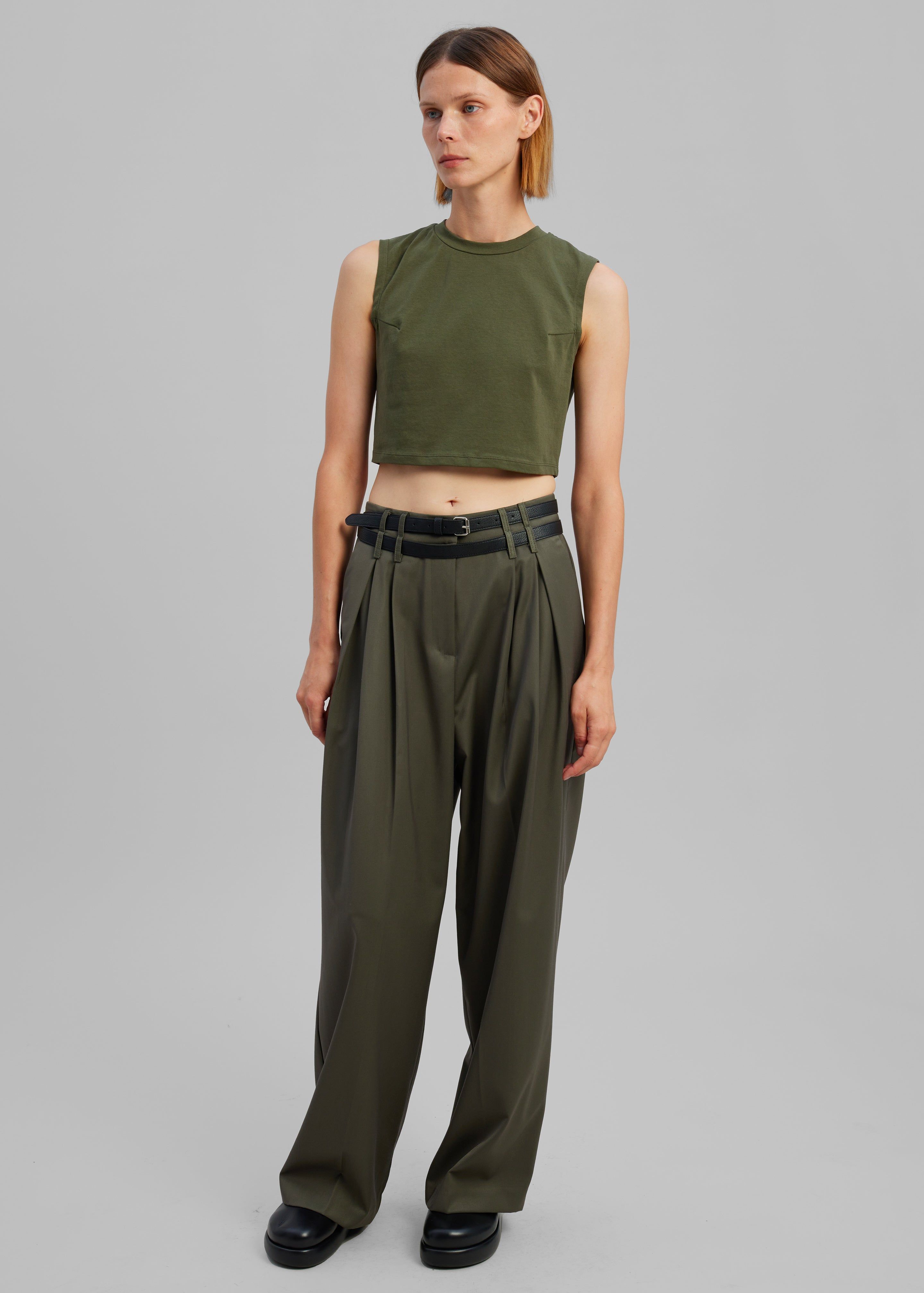 Nellie Belted Pleated Pants - Olive sold by Frankie Shop product image thumbnail 4