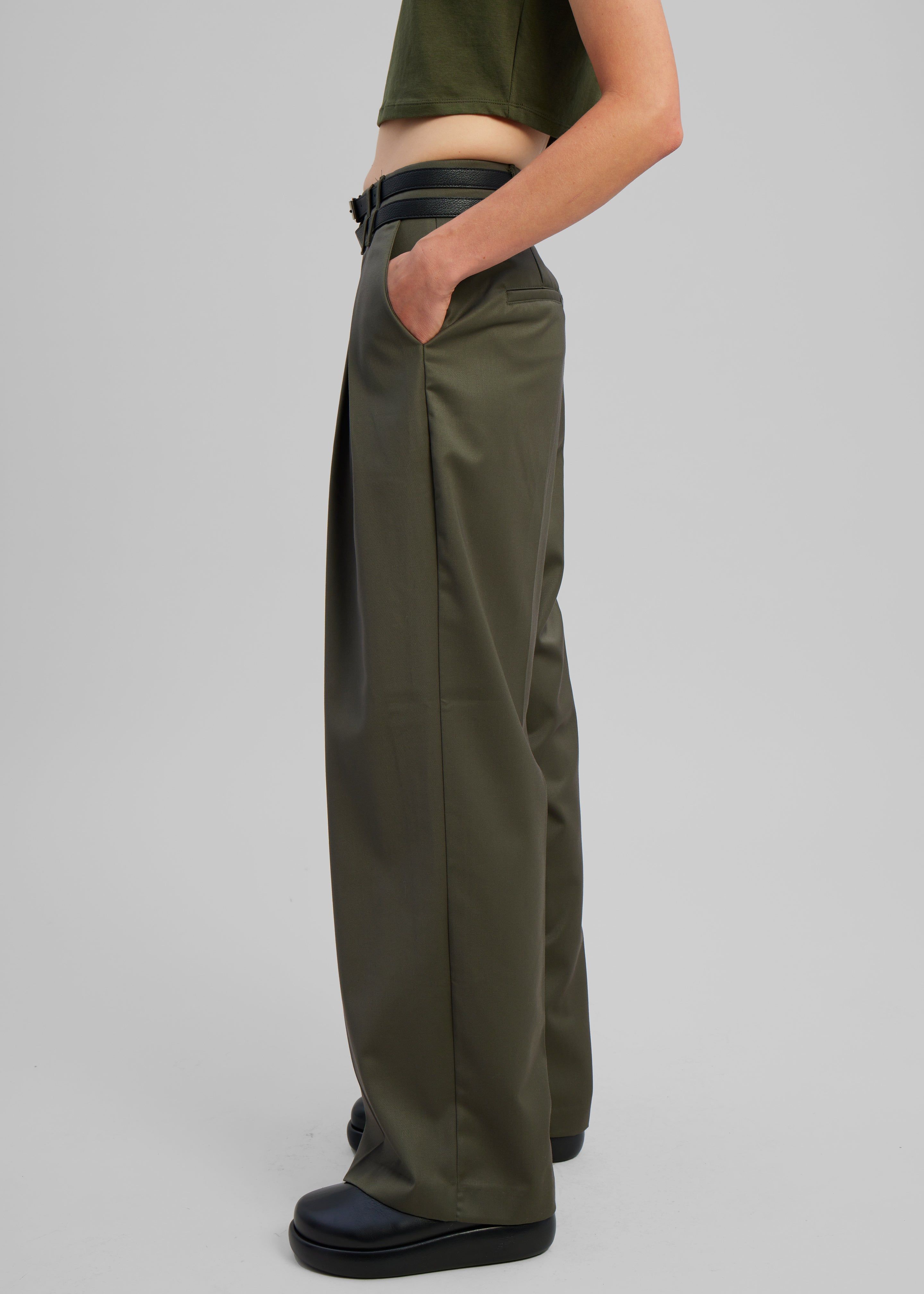 Nellie Belted Pleated Pants - Olive sold by Frankie Shop product image thumbnail 5