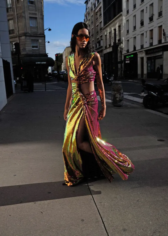 Sid Neigum Sequins Triple Loop Knit Dress - Iridescent made by Frankie Shop
