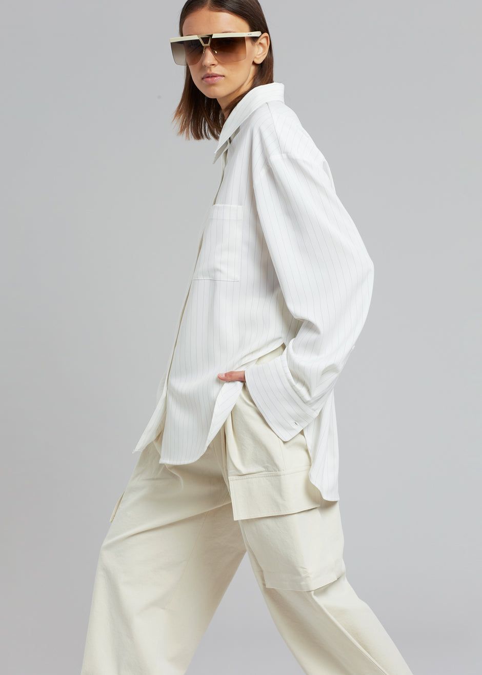 Lui Fluid Pinstripe Shirt - Off White sold by Frankie Shop product image thumbnail 4