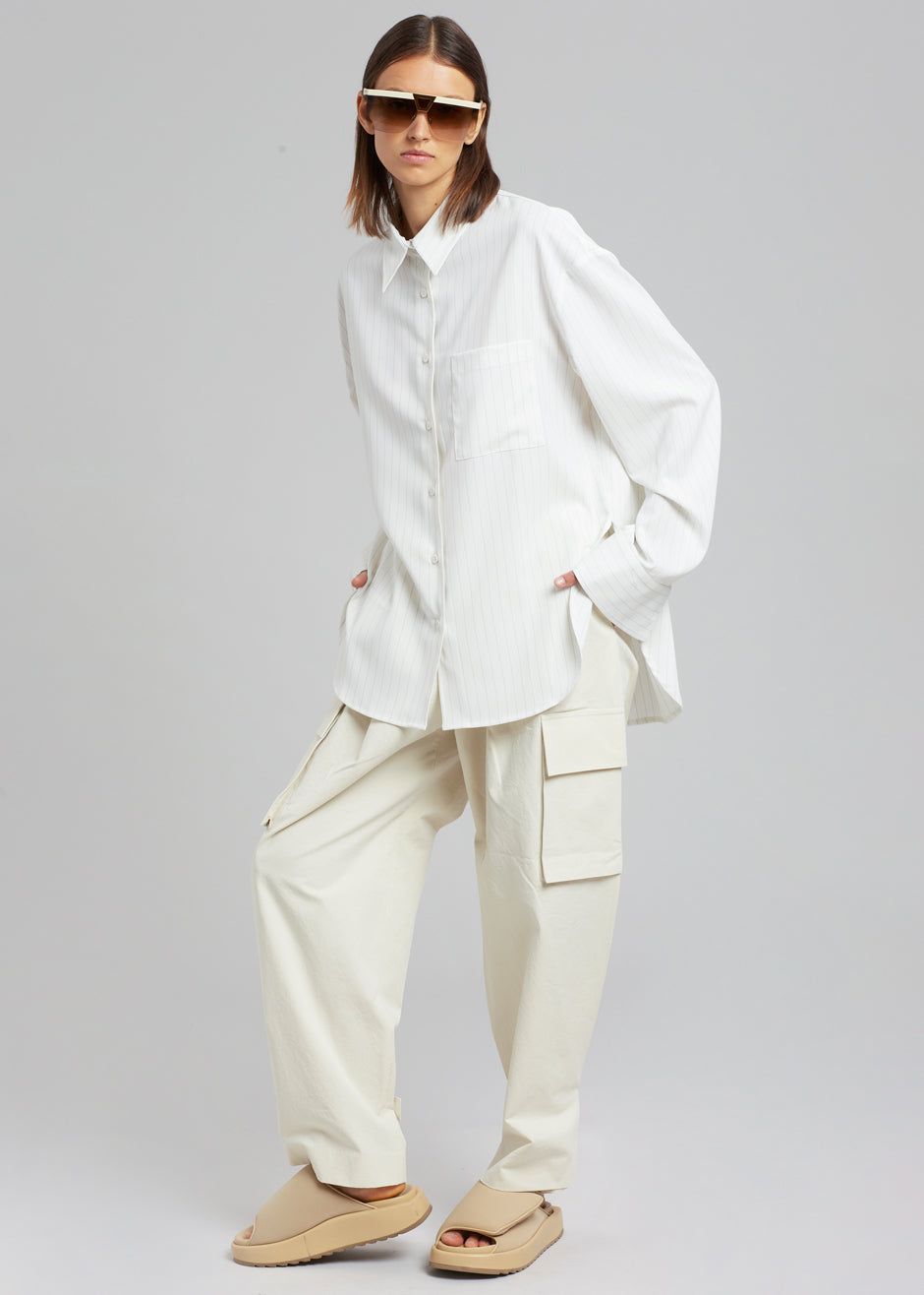 Lui Fluid Pinstripe Shirt - Off White sold by Frankie Shop