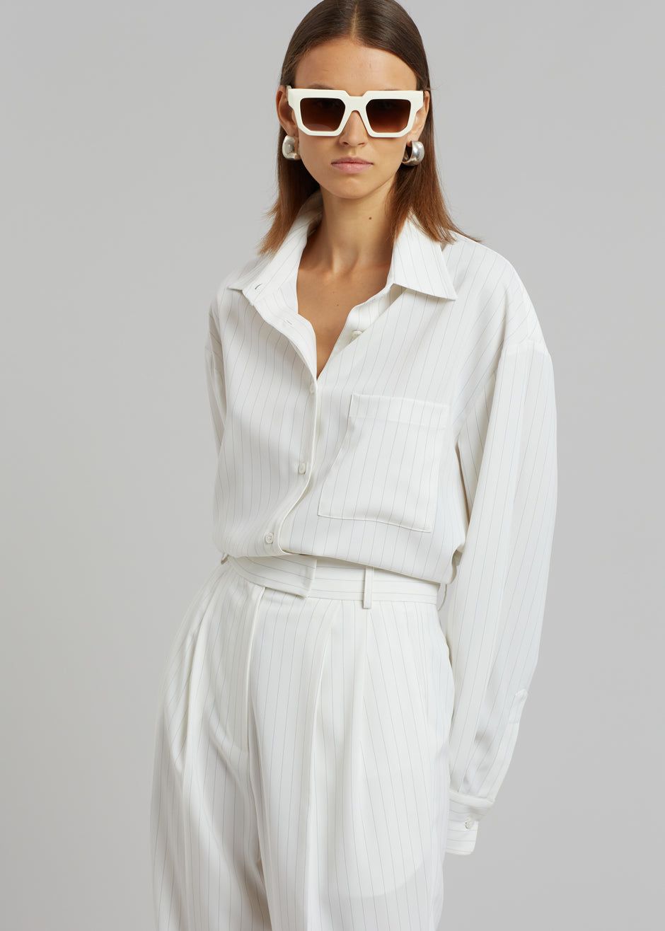 Lui Fluid Pinstripe Shirt - Off White sold by Frankie Shop product image thumbnail 2