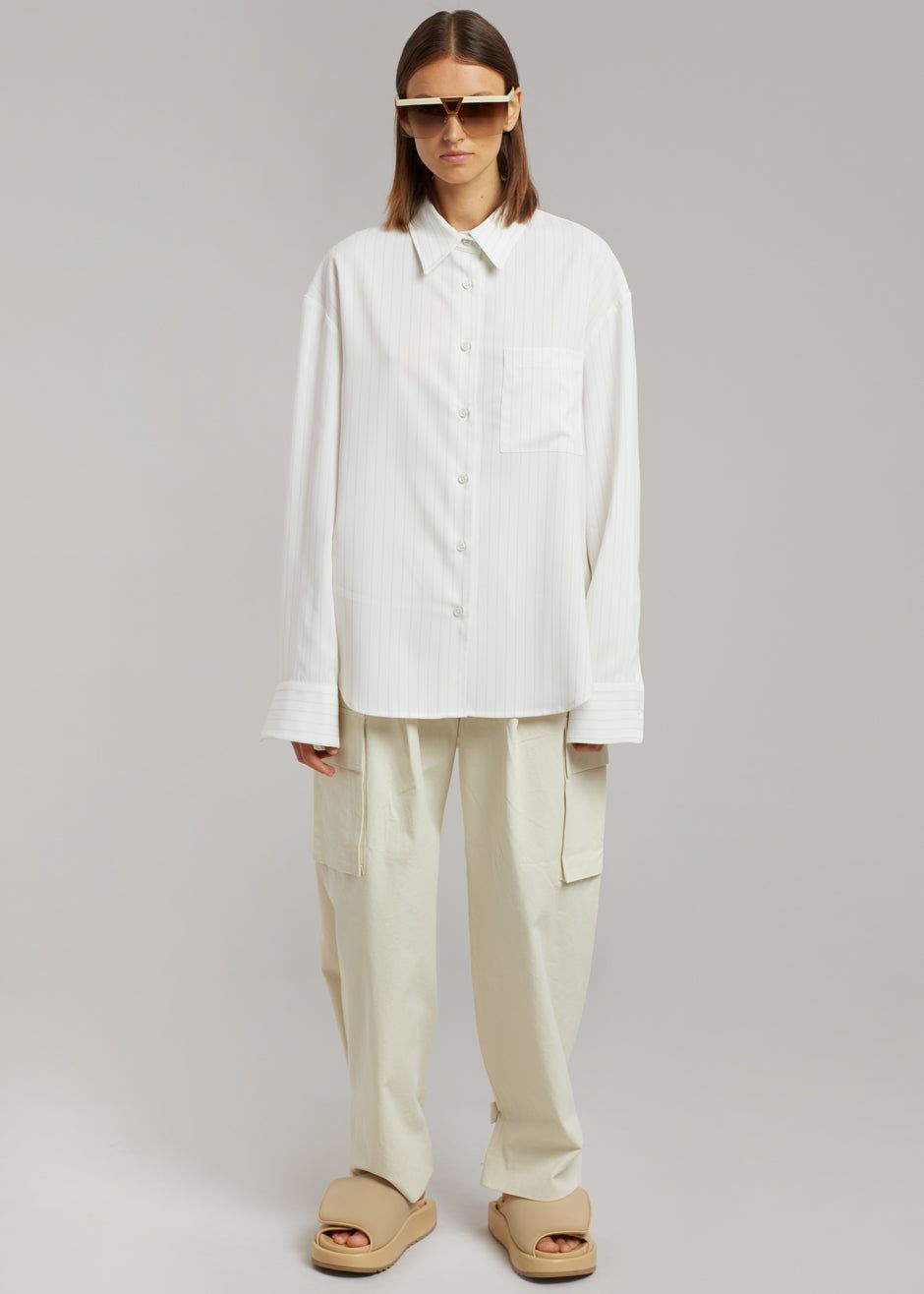Lui Fluid Pinstripe Shirt - Off White sold by Frankie Shop product image thumbnail 5