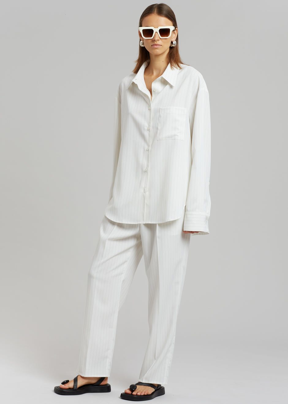 Lui Fluid Pinstripe Shirt - Off White sold by Frankie Shop product image thumbnail 3