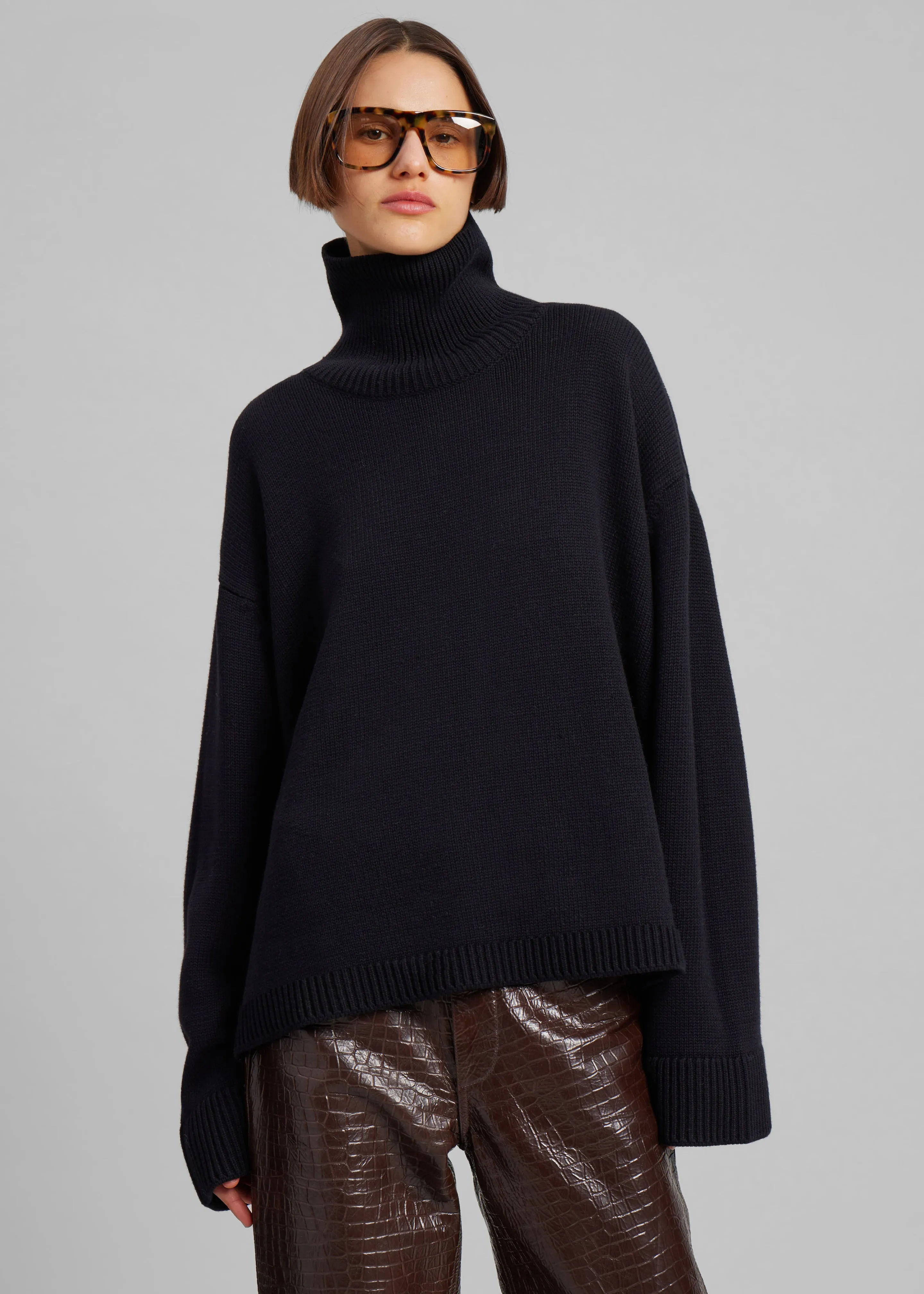 Rhea Trapeze Turtleneck - Black sold by Frankie Shop