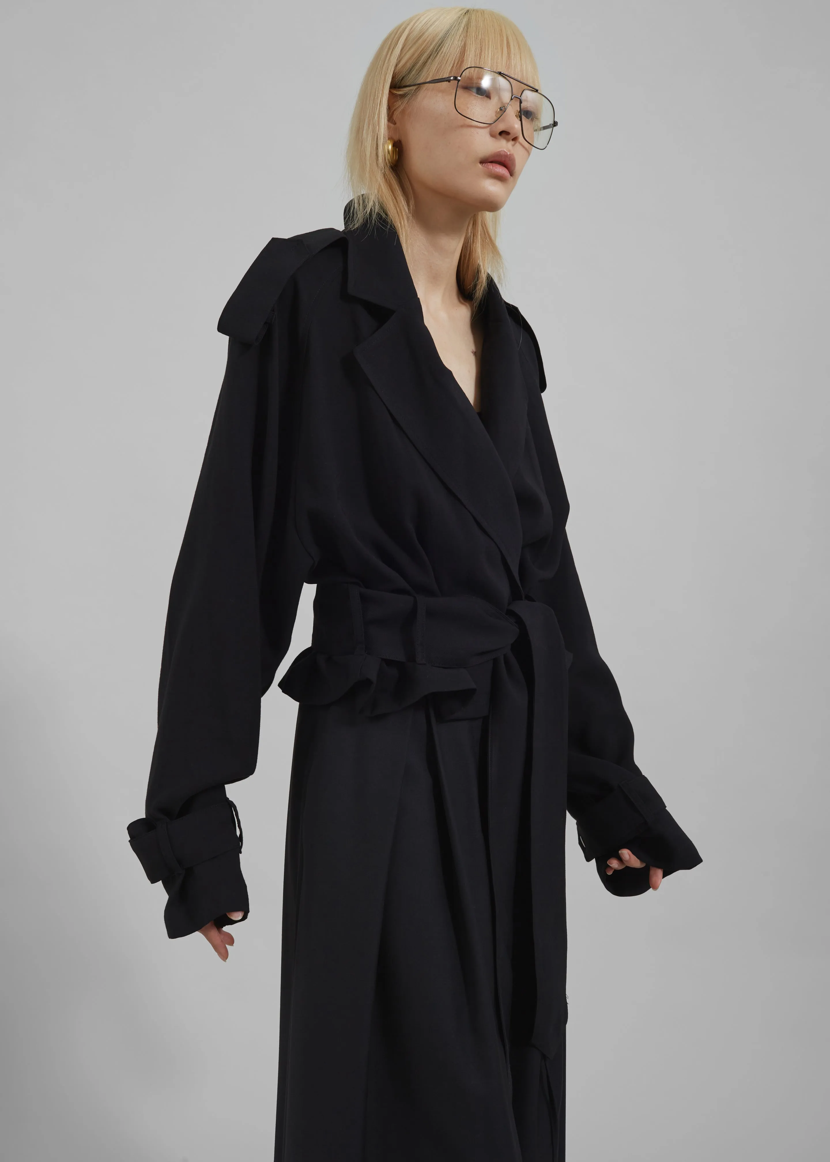 Faven Cropped Trench - Black sold by Frankie Shop product image thumbnail 3