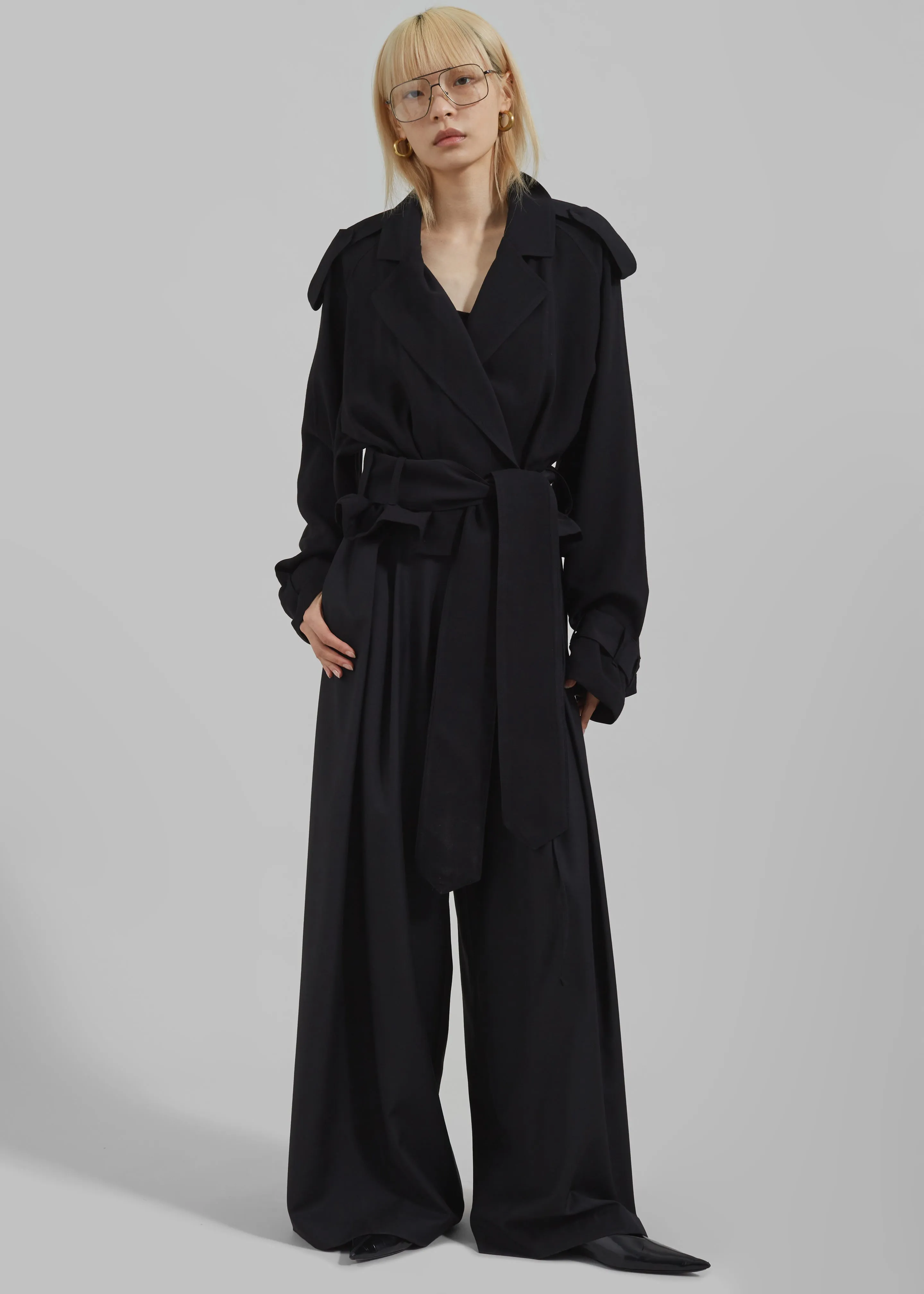 Faven Cropped Trench - Black sold by Frankie Shop