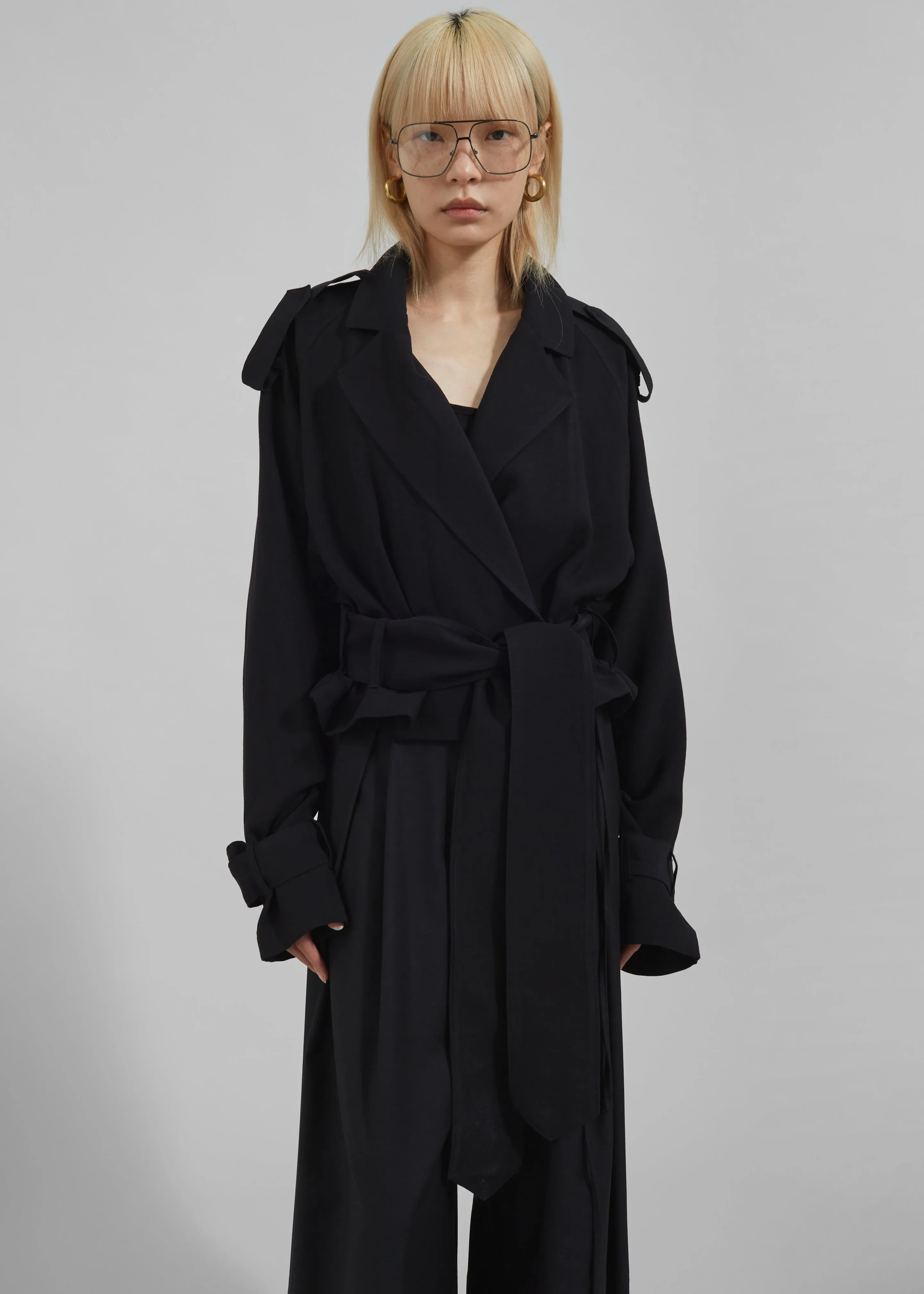 Faven Cropped Trench - Black sold by Frankie Shop product image thumbnail 4