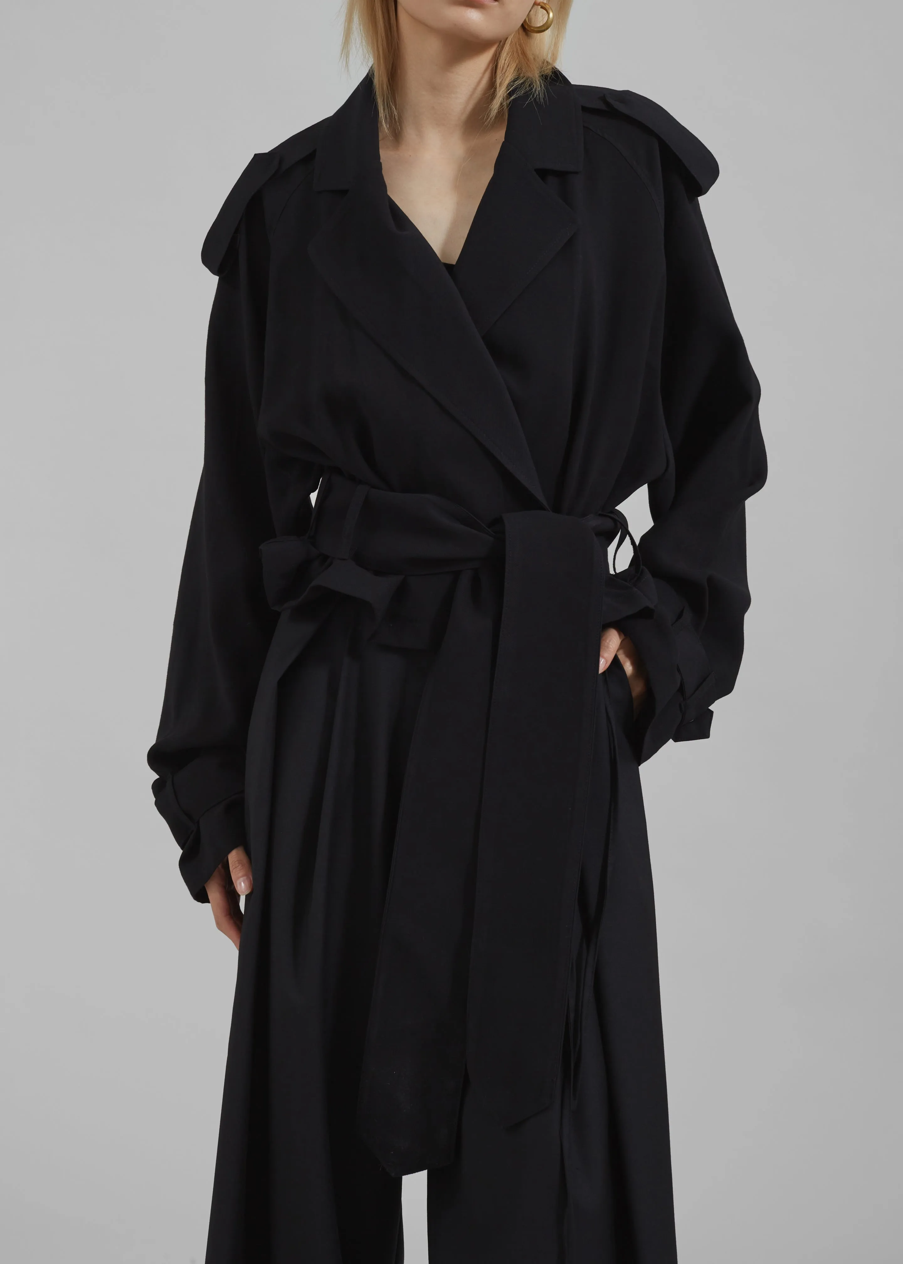 Faven Cropped Trench - Black sold by Frankie Shop product image thumbnail 5