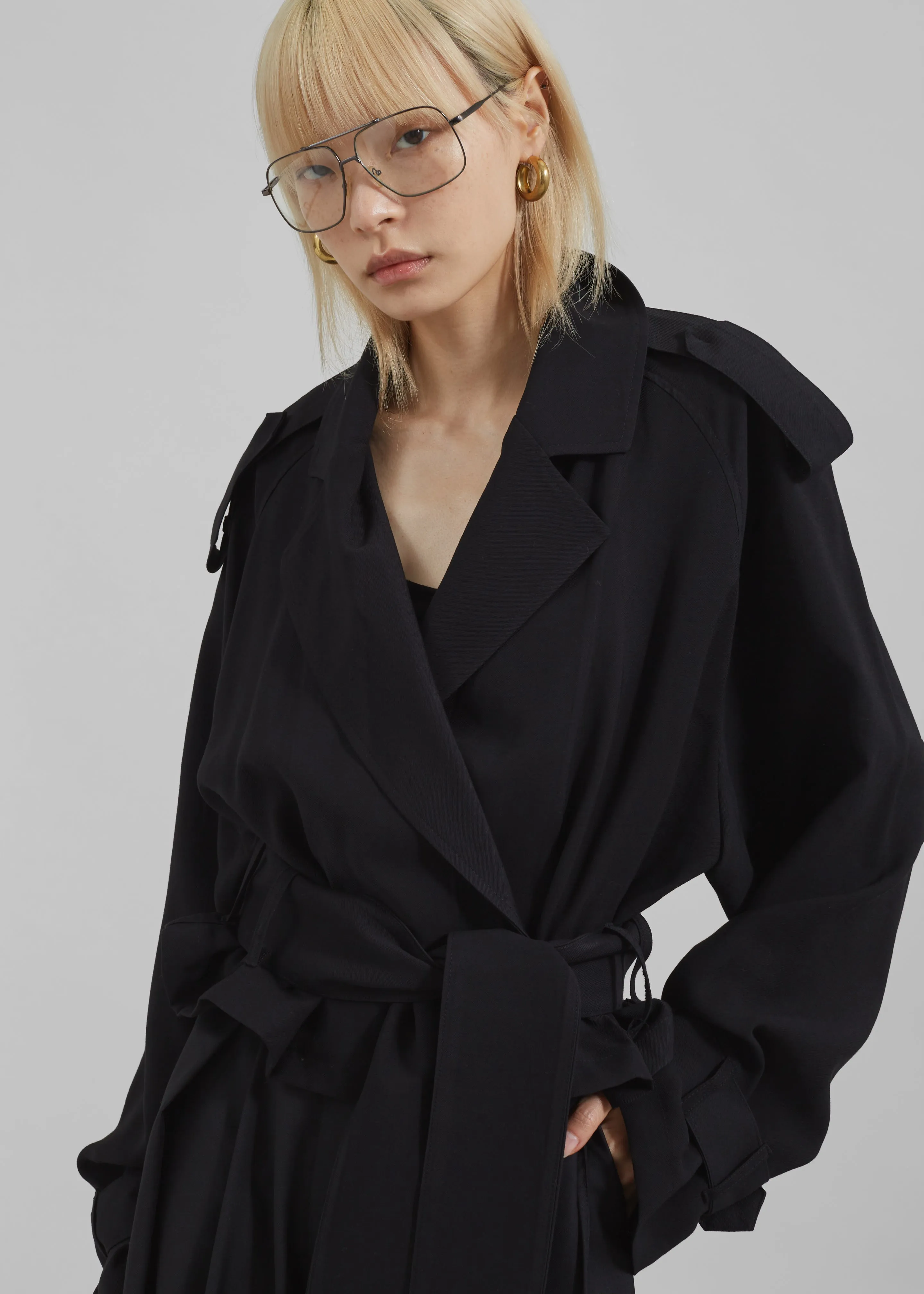 Faven Cropped Trench - Black sold by Frankie Shop product image thumbnail 2