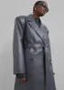 Tina Faux Leather Trench Coat - Grey sold by Frankie Shop