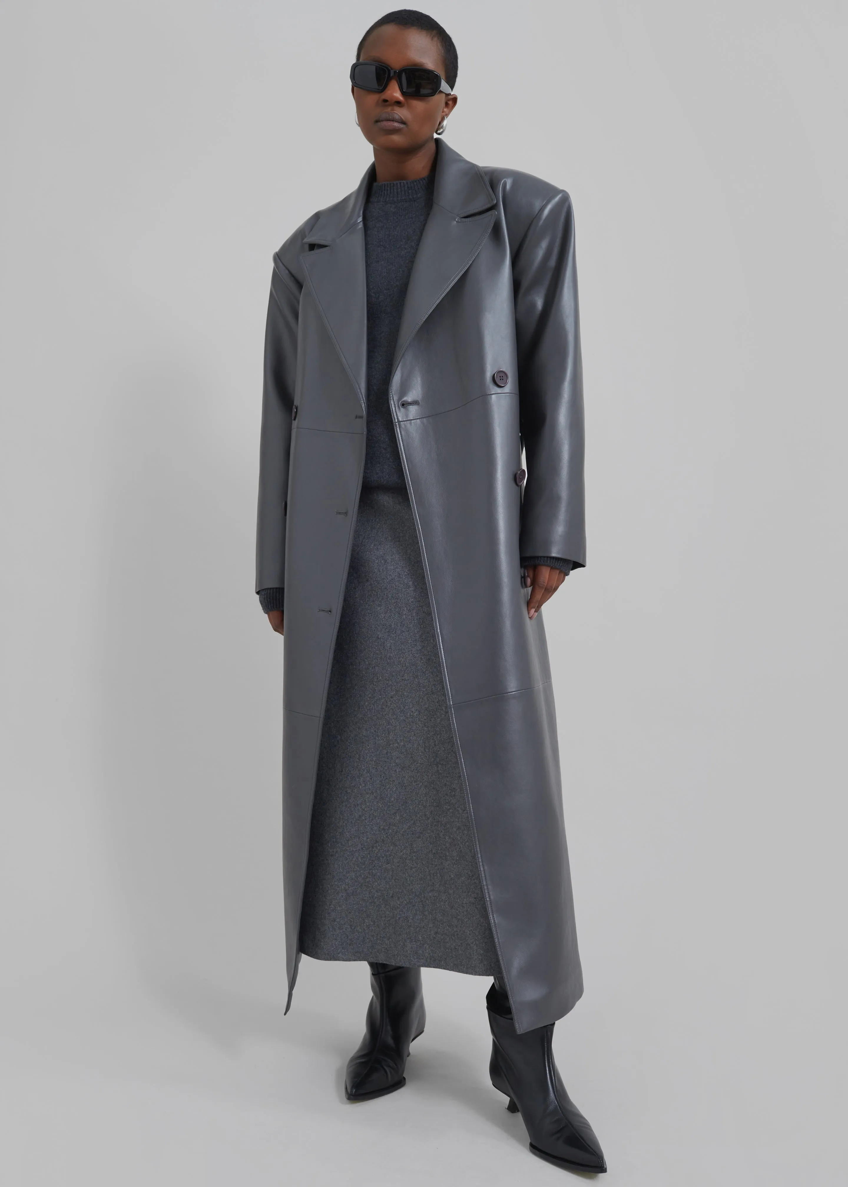Tina Faux Leather Trench Coat - Grey sold by Frankie Shop product image thumbnail 5