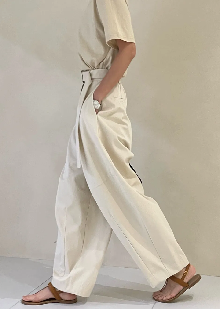 パンツ S MAX MARA ABBA TWILL WIDE-LEG PANTS S Max Mara Abba wide-leg cotton twill trousers for women