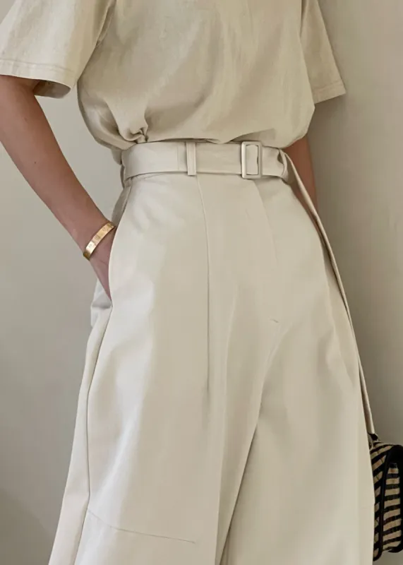 Mia Belted Pants - Beige sold by Frankie Shop