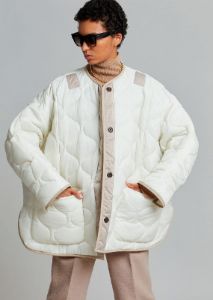 Teddy Quilted Jacket - Ivory/Clay sold by Frankie Shop
