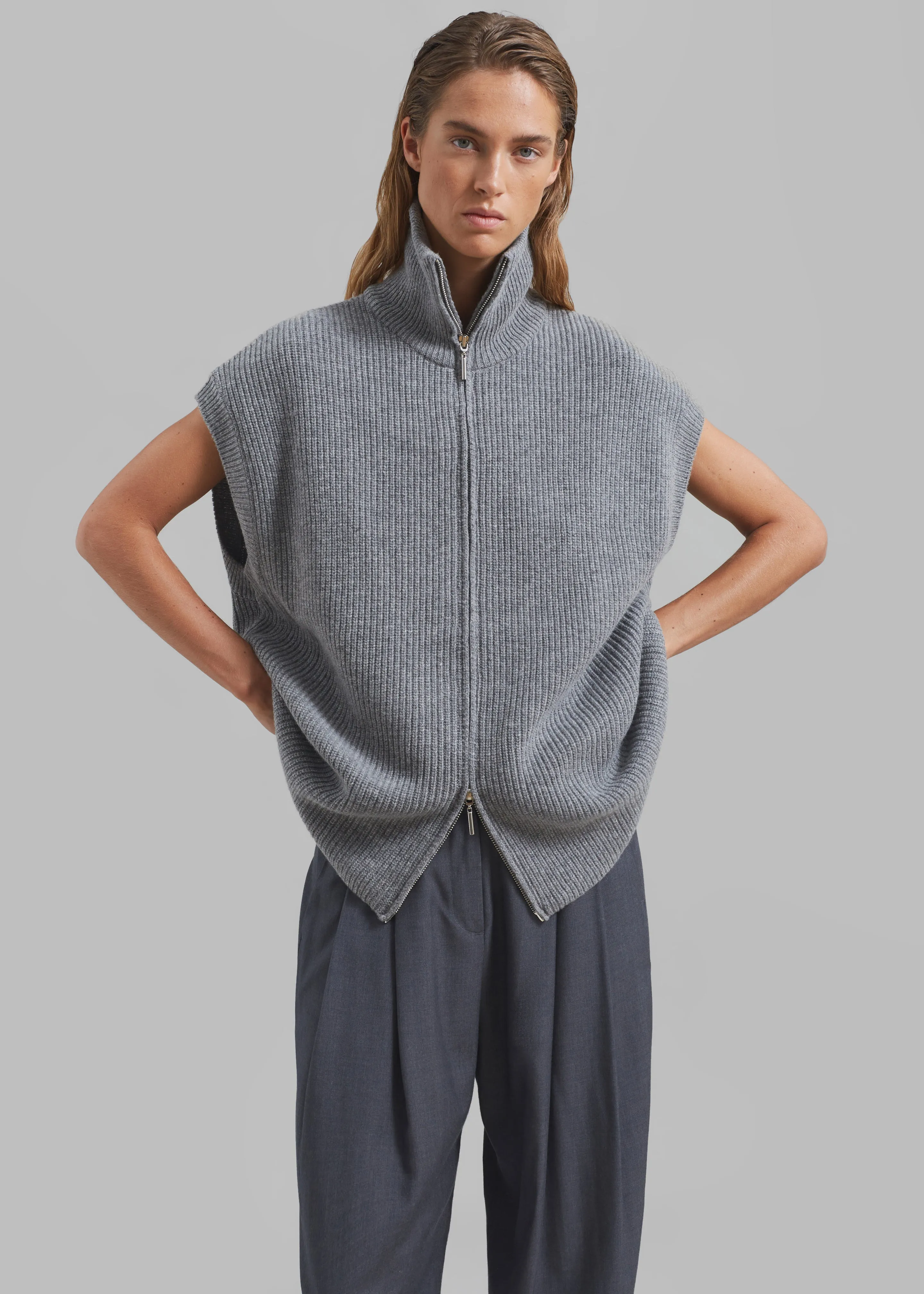 Kellan Wool Blend Sleeveless Zip Turtleneck - Grey sold by Frankie Shop product image thumbnail 5