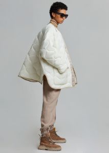 Teddy Quilted Jacket - Ivory/Clay sold by Frankie Shop