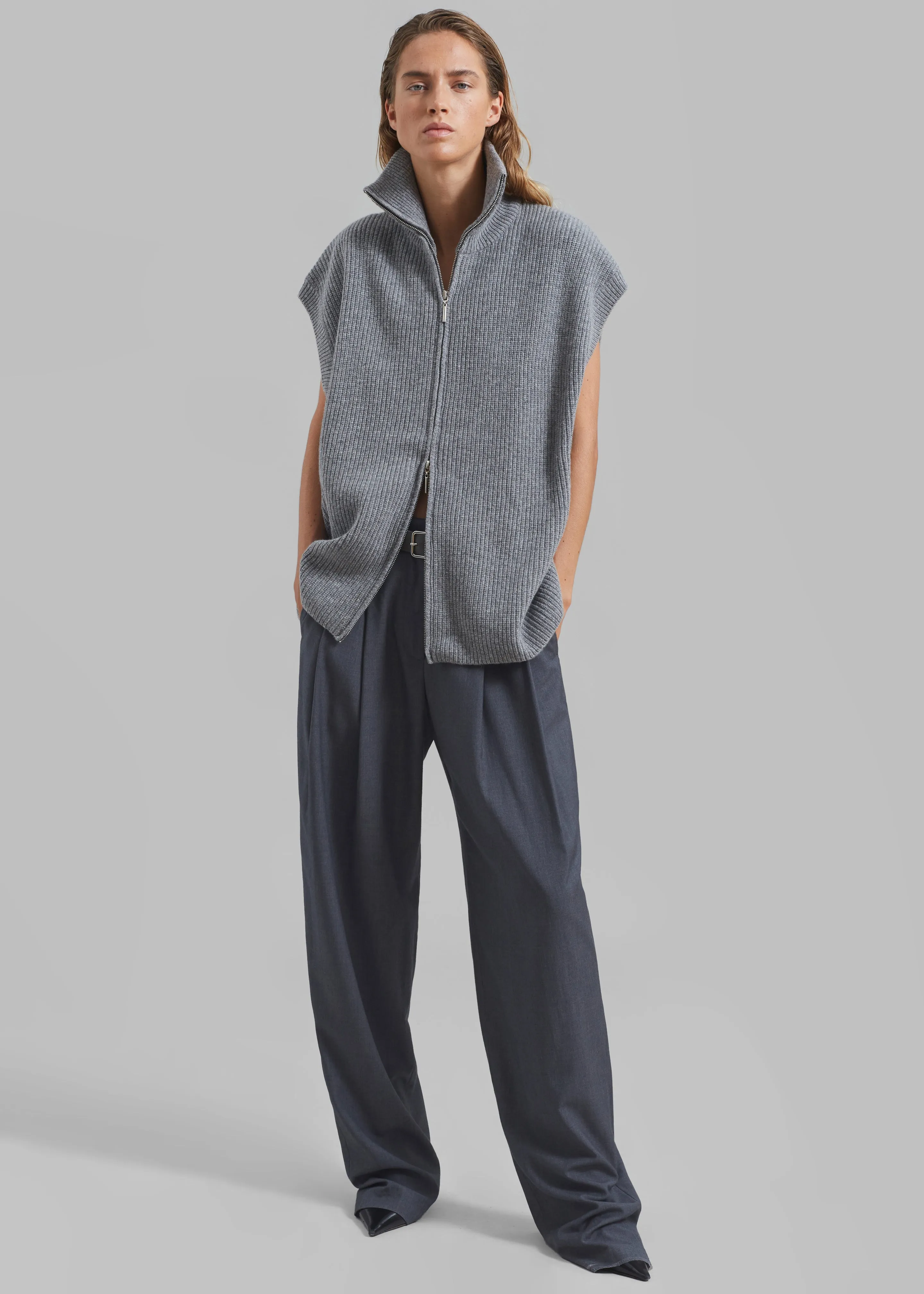 Kellan Wool Blend Sleeveless Zip Turtleneck - Grey sold by Frankie Shop product image thumbnail 2