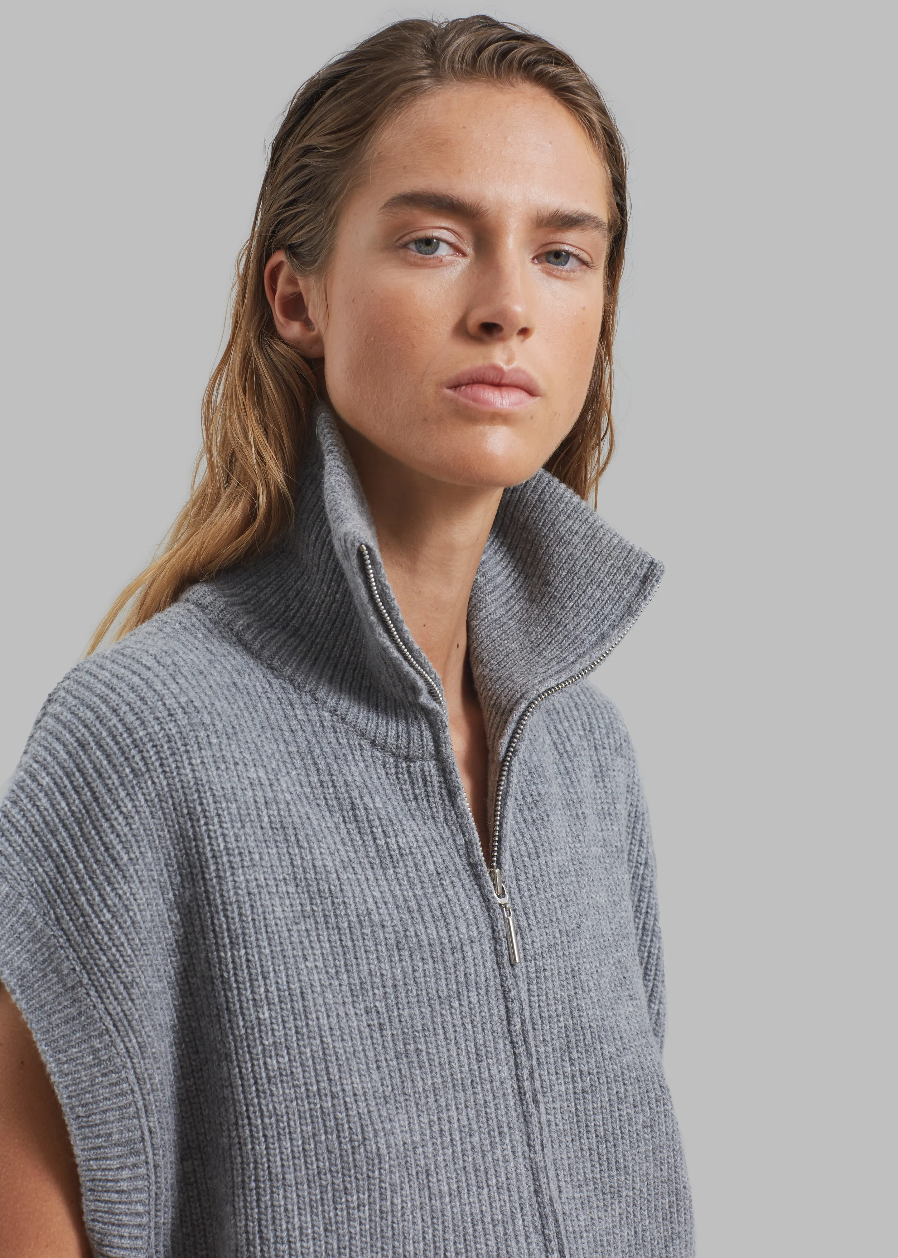 Kellan Wool Blend Sleeveless Zip Turtleneck - Grey sold by Frankie Shop product image thumbnail 3