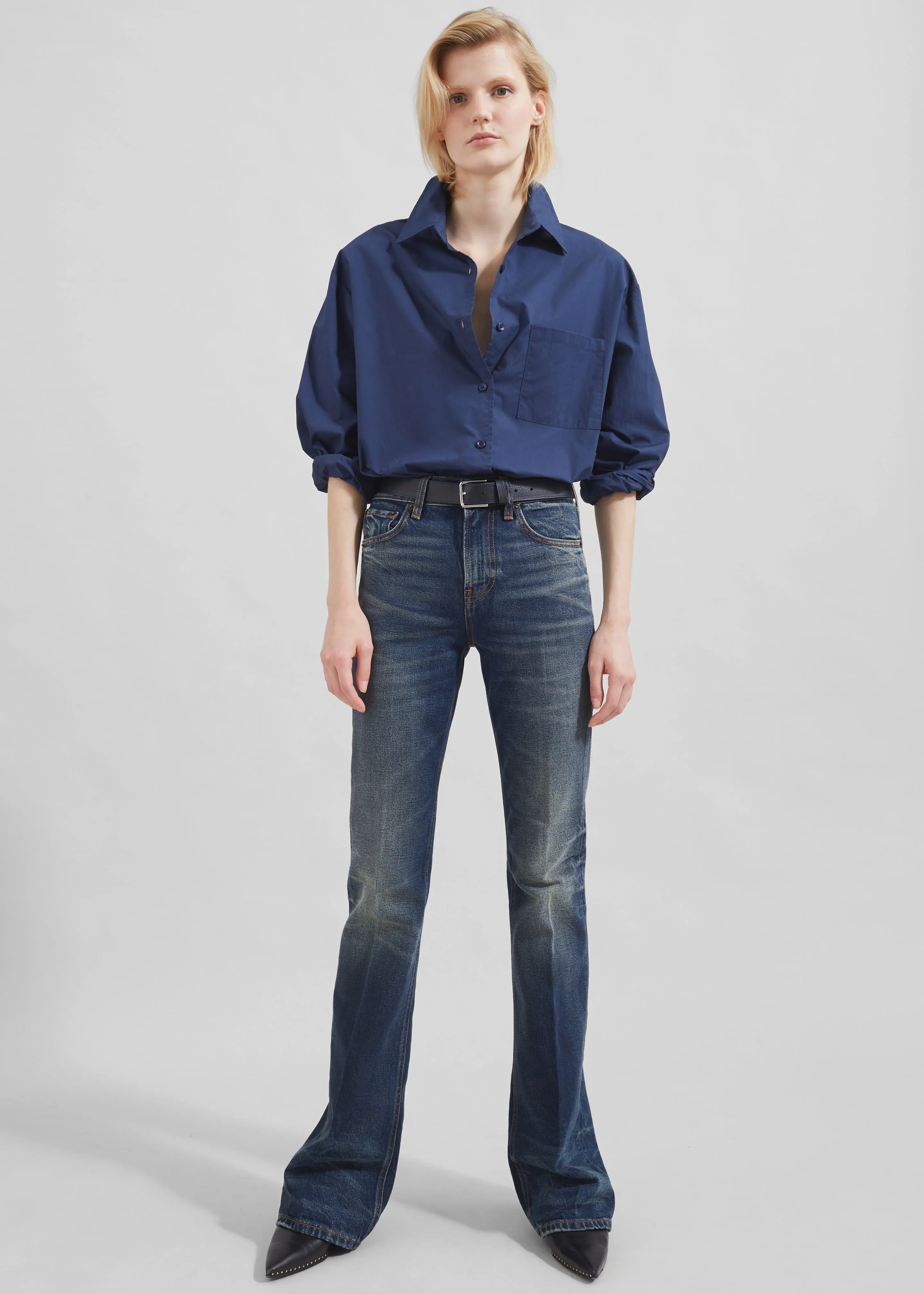 デニム・ジーパン HAIKURE FLORA FLARED JEANS IN DENIM HAIKURE Flora printed mid-rise flared jeans | NET-A-PORTER