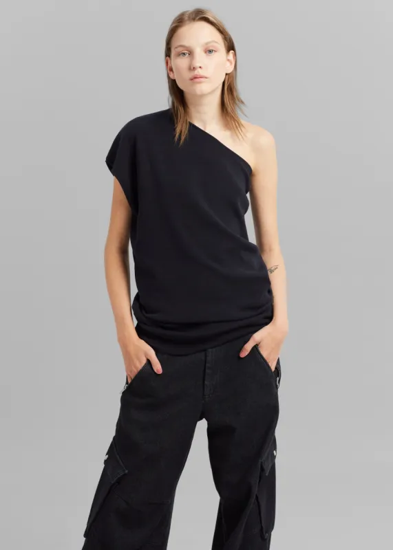 Nivi One Shoulder Knit Top - Black sold by Frankie Shop