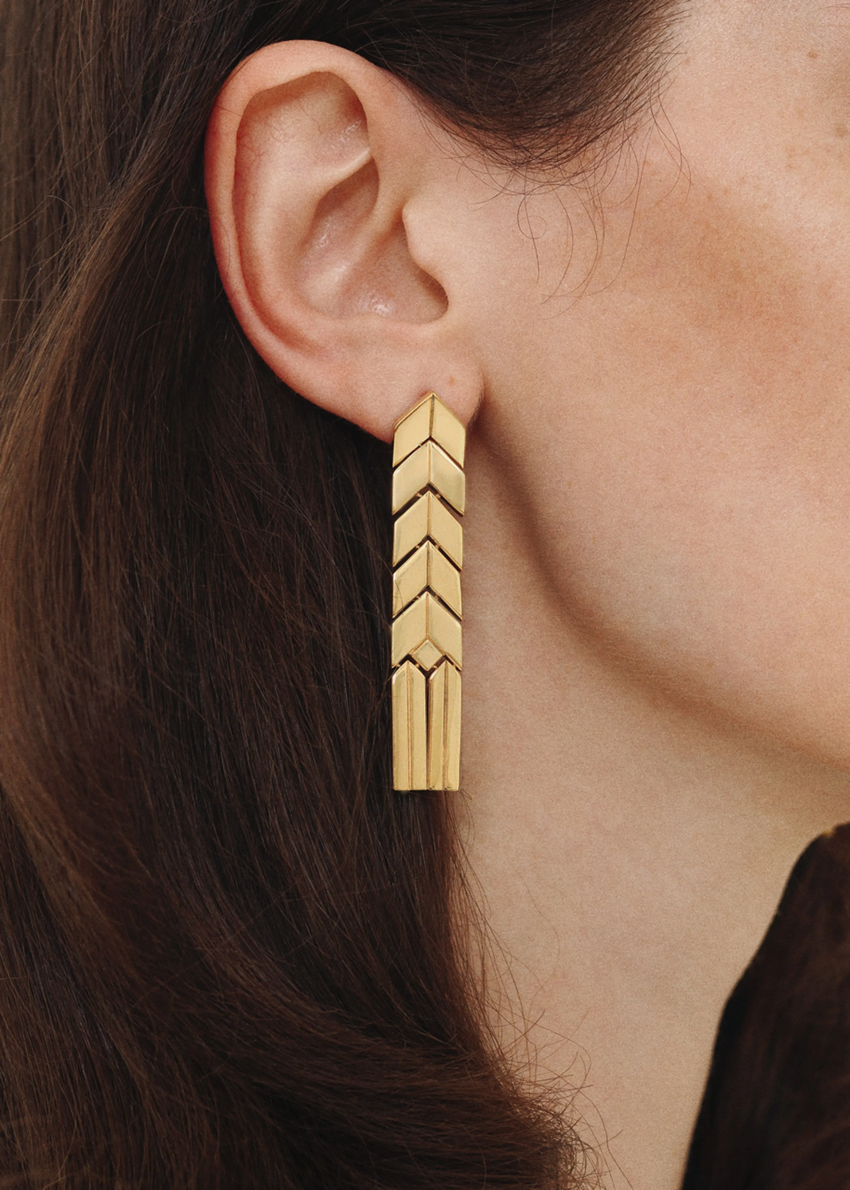 Bevza Flat Spikelet Earrings - Gold sold by Frankie Shop product image thumbnail 4