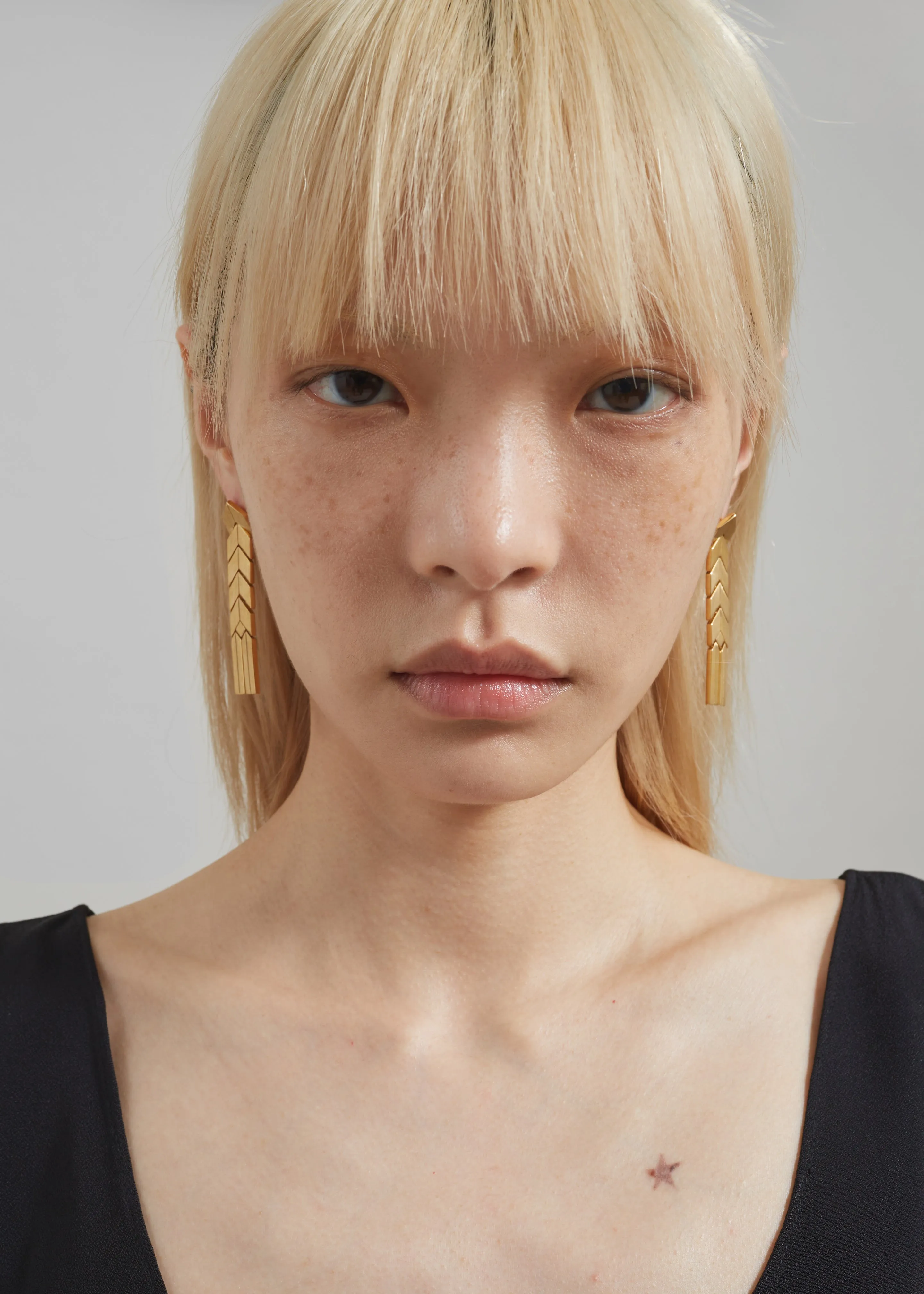 Bevza Flat Spikelet Earrings - Gold sold by Frankie Shop product image thumbnail 3
