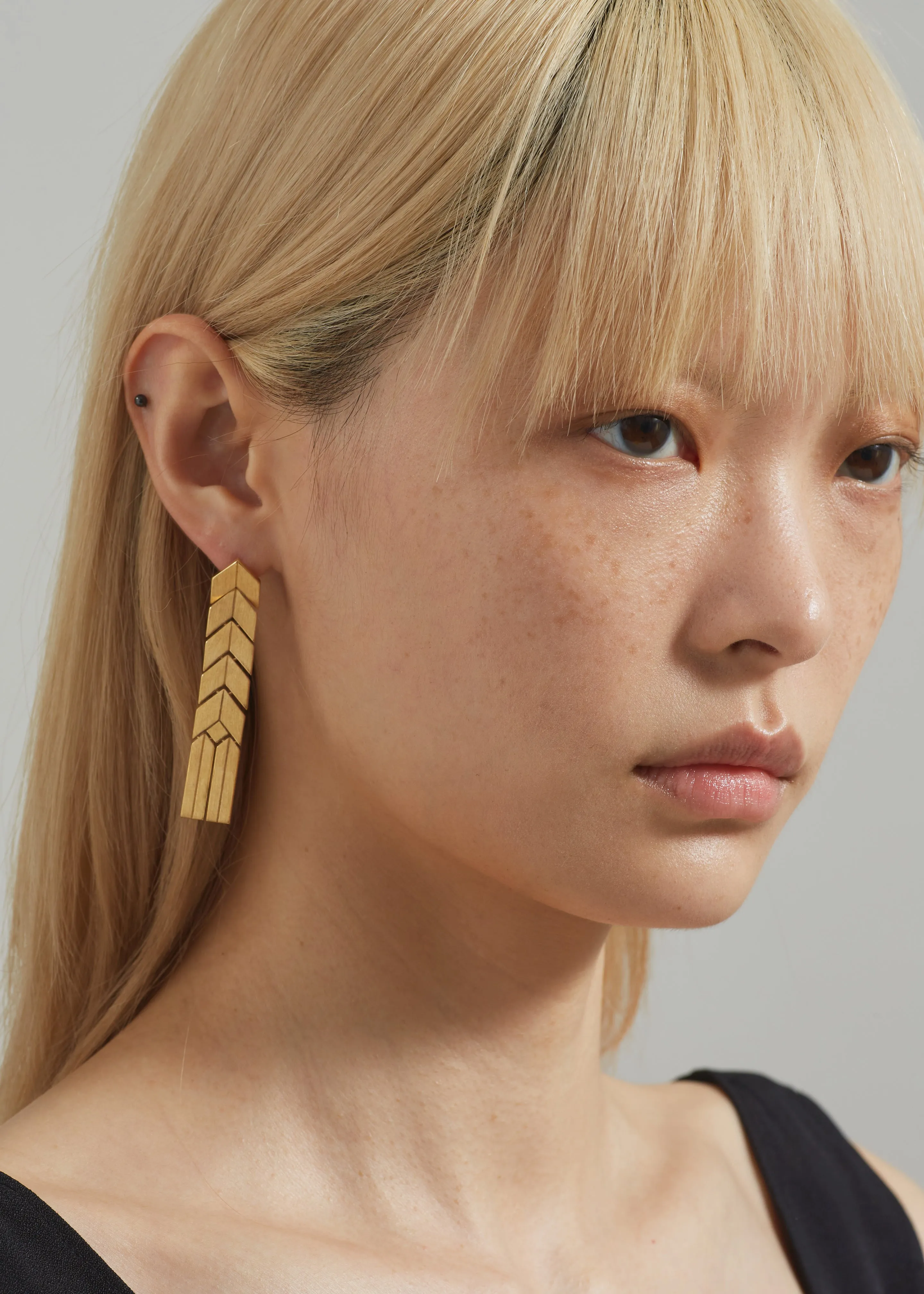 Bevza Flat Spikelet Earrings - Gold sold by Frankie Shop product image thumbnail 5