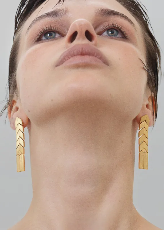Bevza Flat Spikelet Earrings - Gold made by Bevza