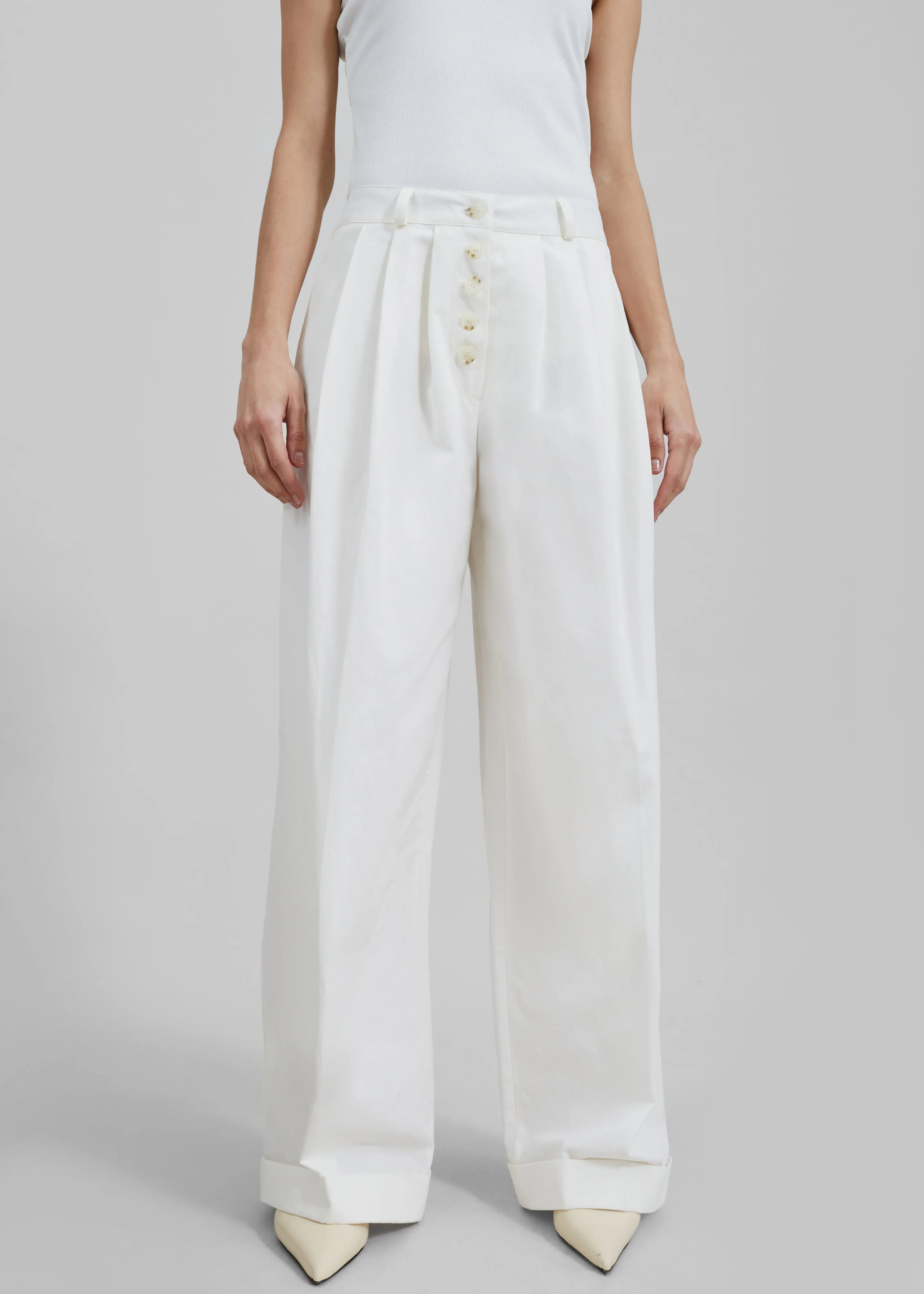 Rhys Pleated Trousers - White sold by Frankie Shop product image thumbnail 3
