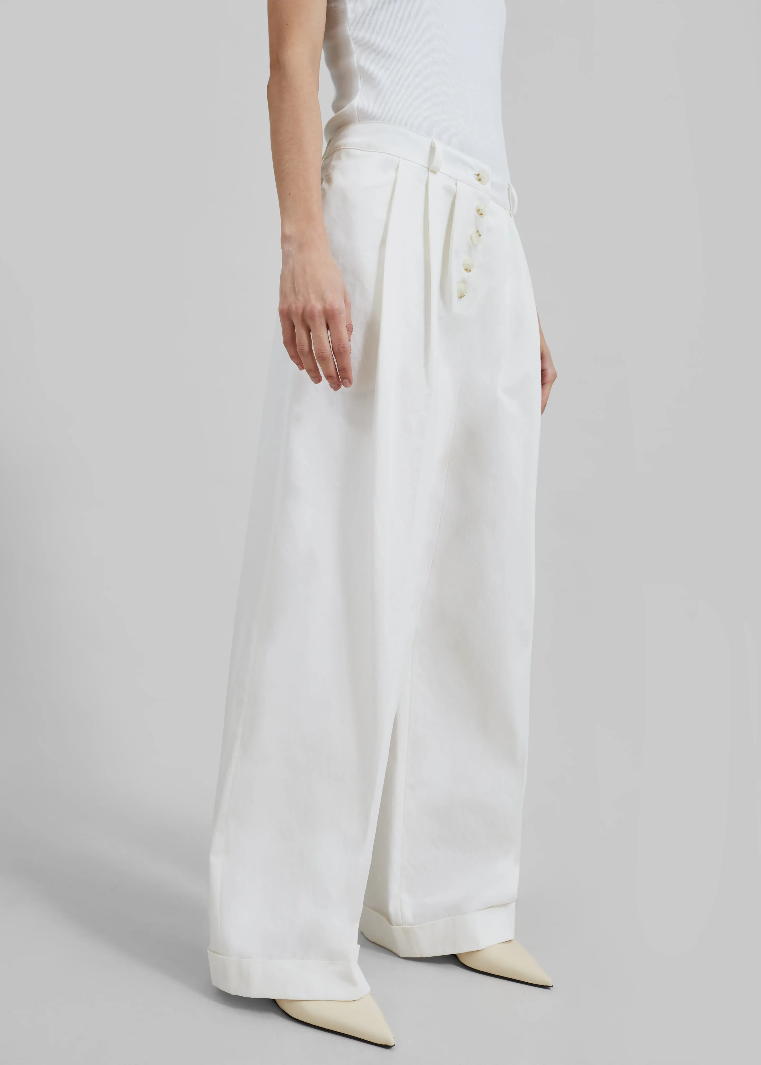 Rhys Pleated Trousers - White sold by Frankie Shop product image thumbnail 4