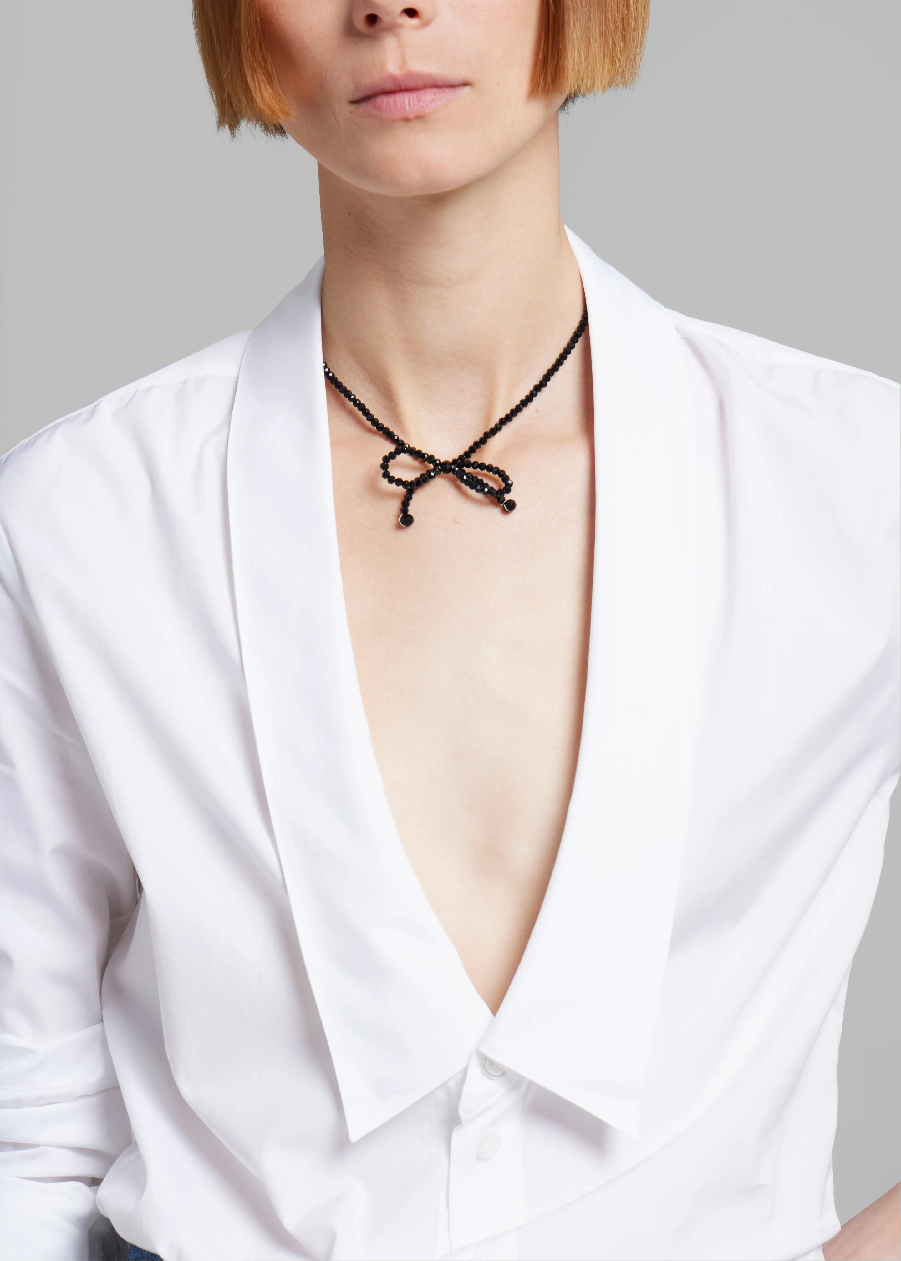 Adelphine Beaded Bow Necklace - Black sold by Frankie Shop product image thumbnail 3
