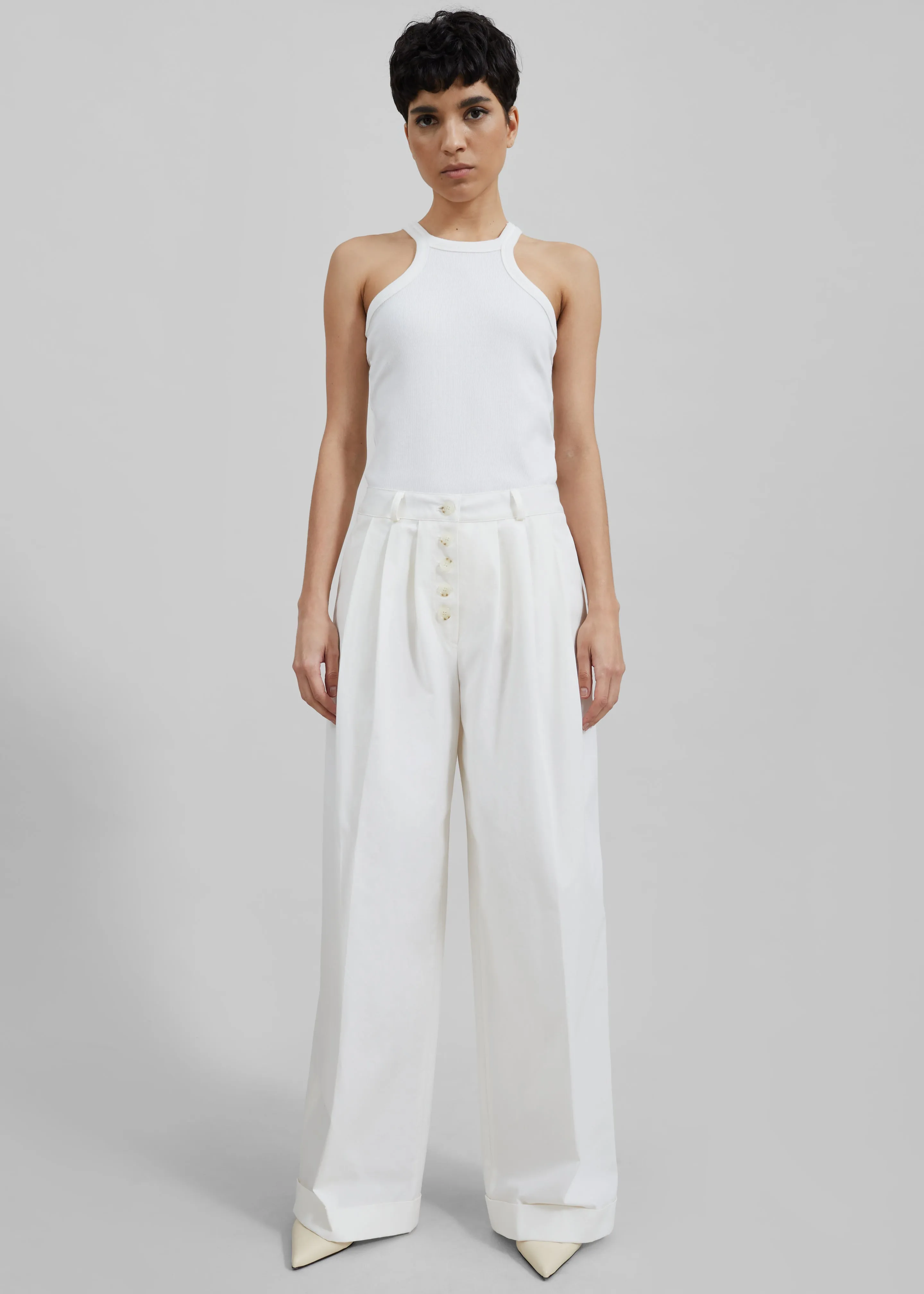 Rhys Pleated Trousers - White sold by Frankie Shop