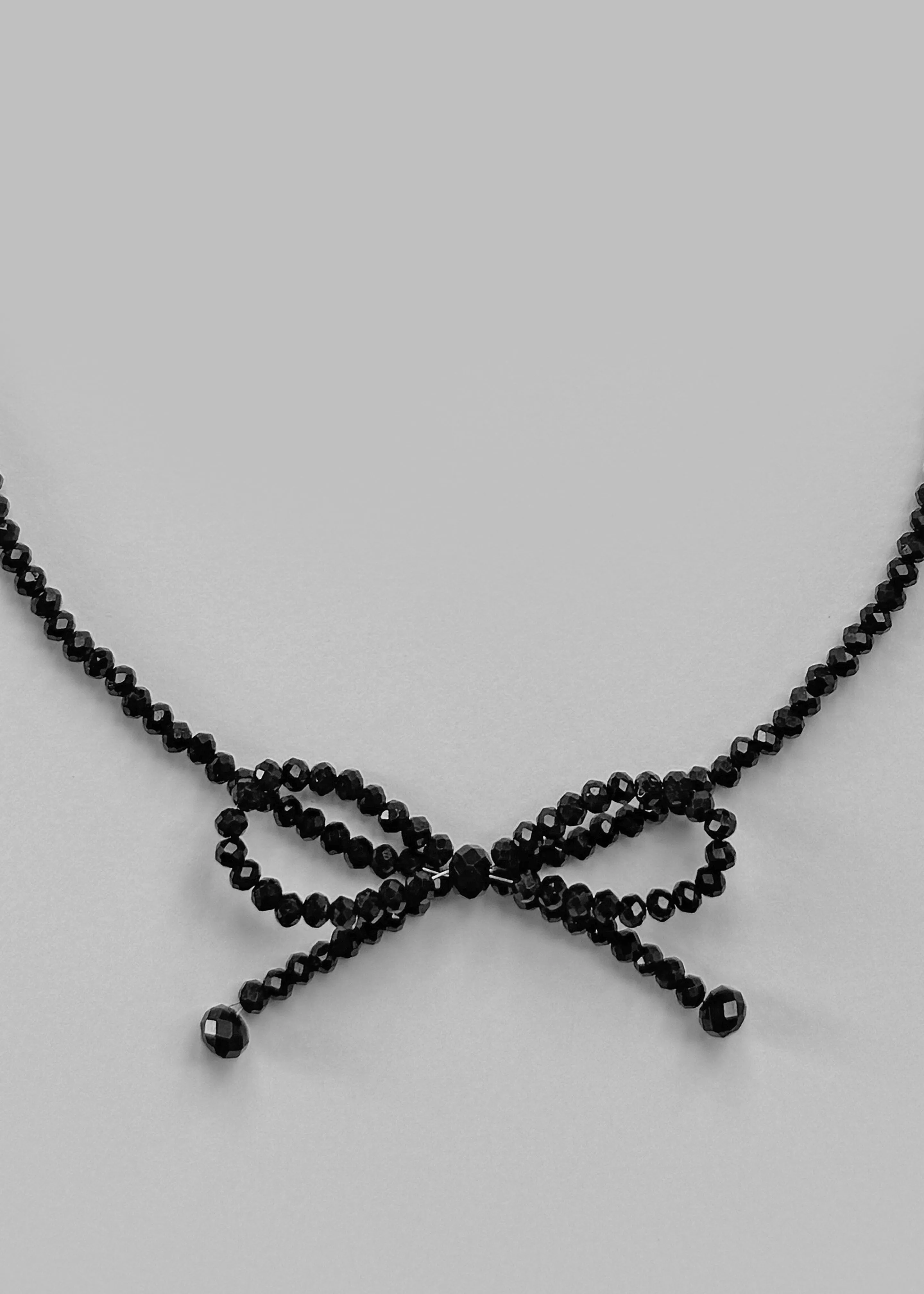 Adelphine Beaded Bow Necklace - Black sold by Frankie Shop product image thumbnail 4