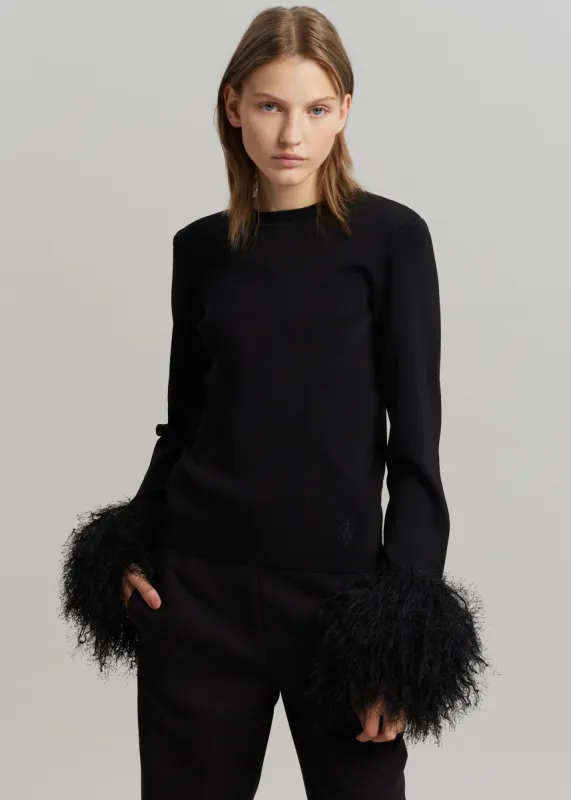 JW Anderson Pom Pom Cuff Crew Neck Jumper - Black sold by Frankie Shop
