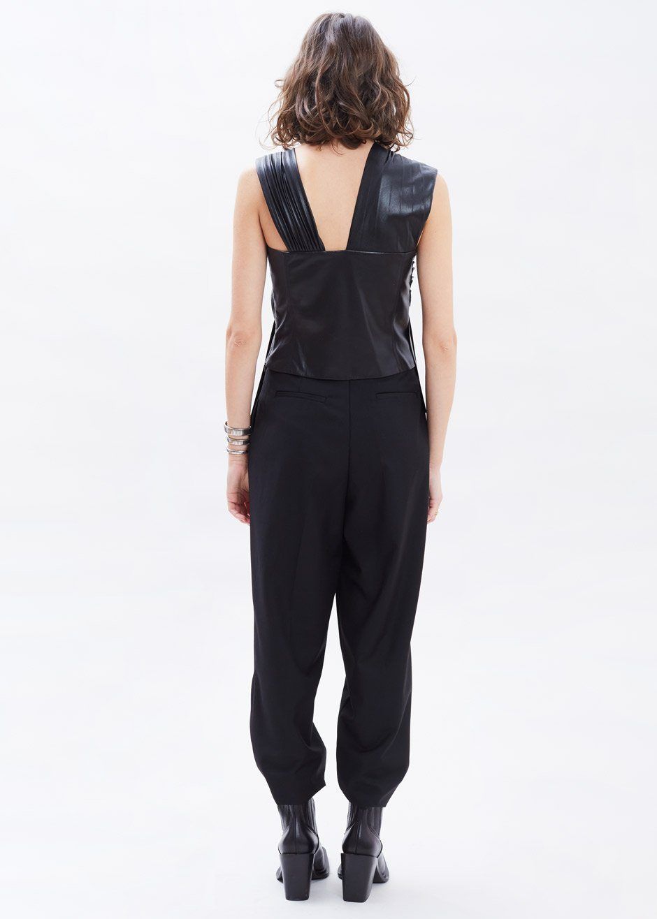 Nanushka Adrie Pleated Vegan Leather Top - Black sold by Frankie Shop product image thumbnail 5