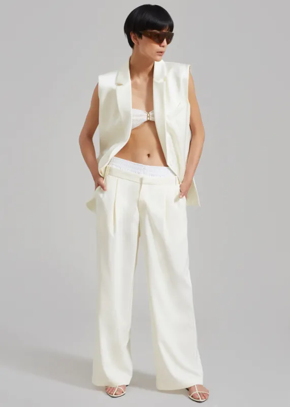 Ellie Darted Boxer Trousers - Cream sold by Frankie Shop