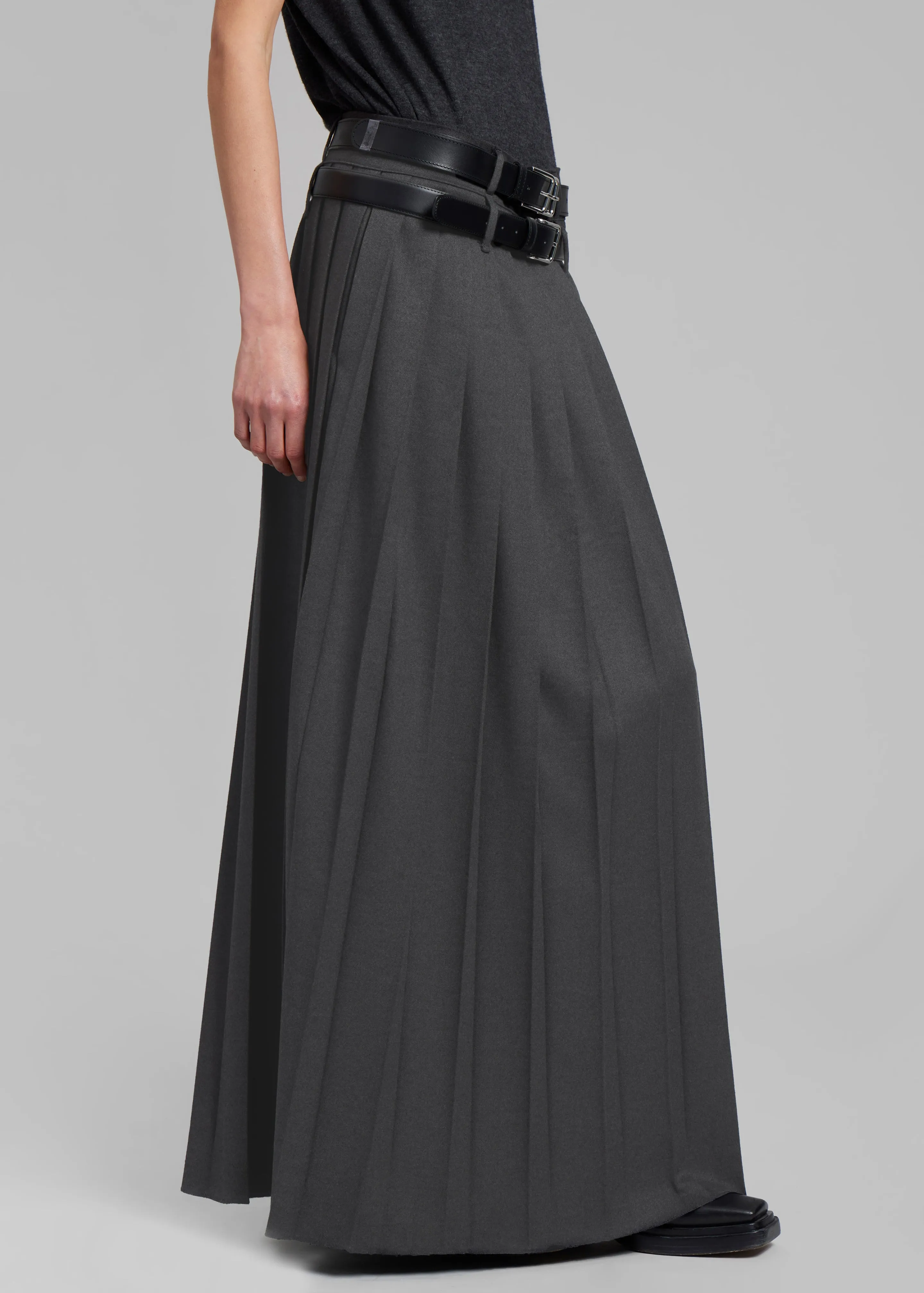 Bailey Long Pleated Skirt - Dark Grey Melange sold by Frankie Shop product image thumbnail 2