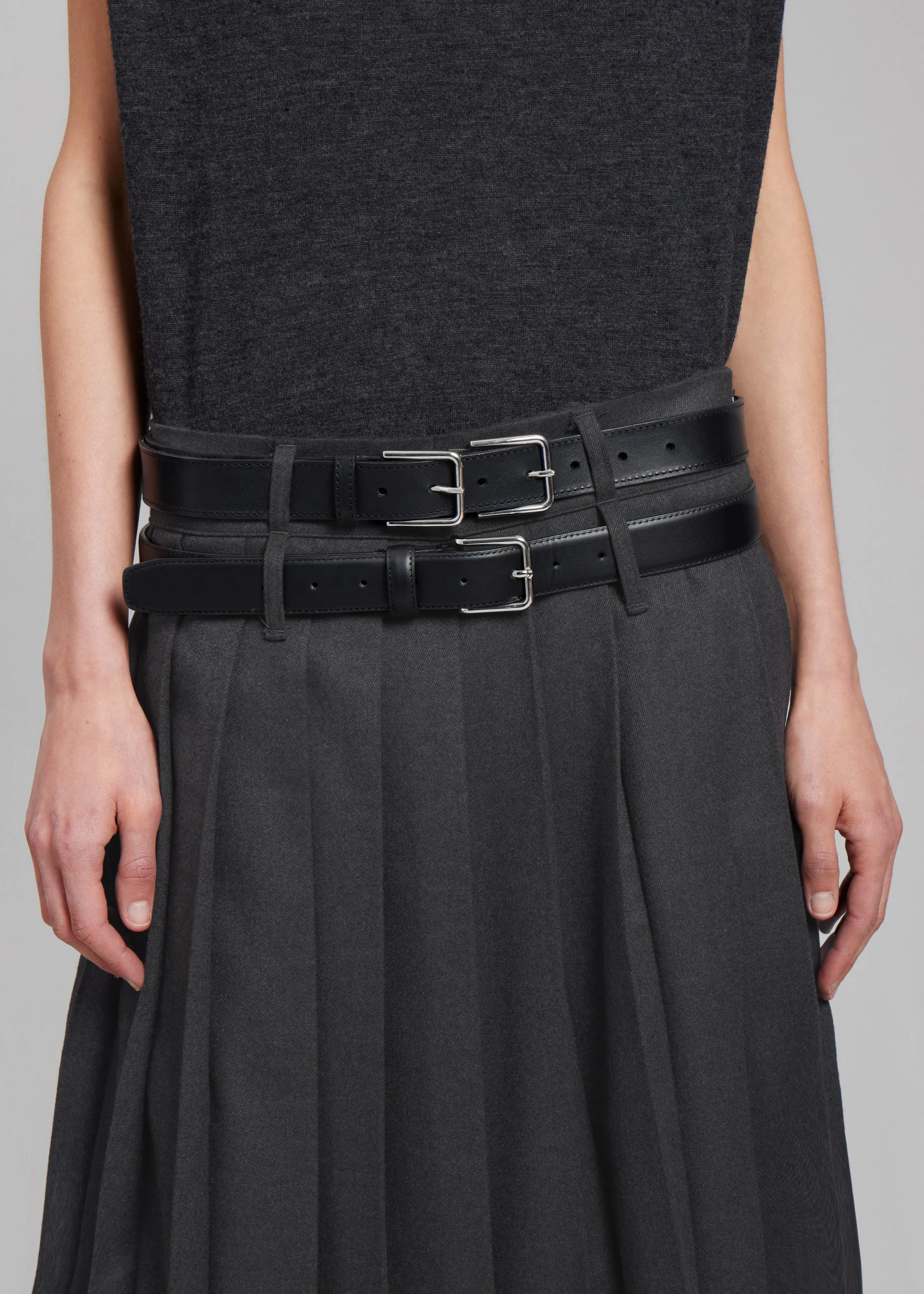 Bailey Long Pleated Skirt - Dark Grey Melange sold by Frankie Shop product image thumbnail 4