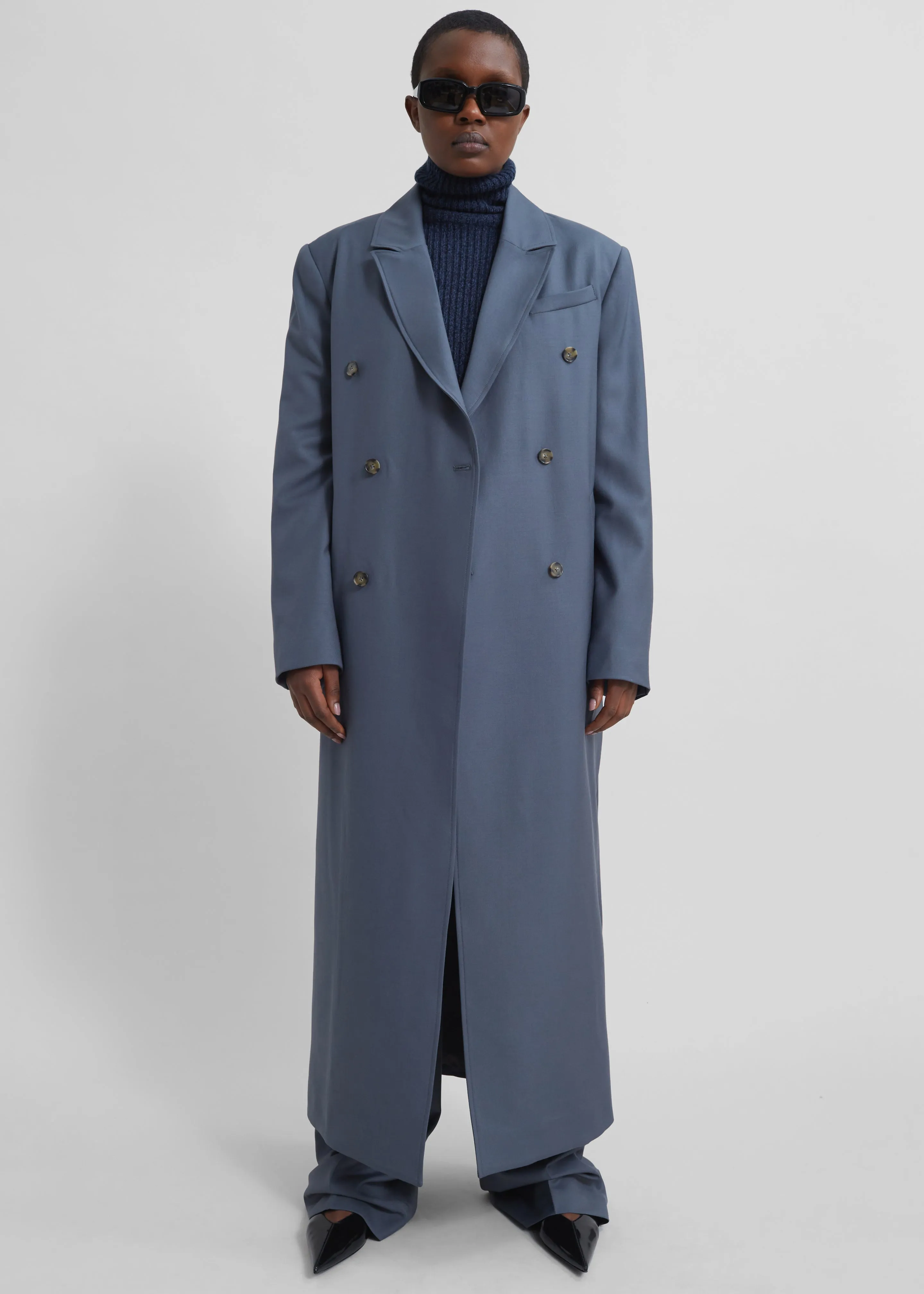 Loulou Studio Maisun Long Coat - Fjord Grey sold by Frankie Shop product image thumbnail 3