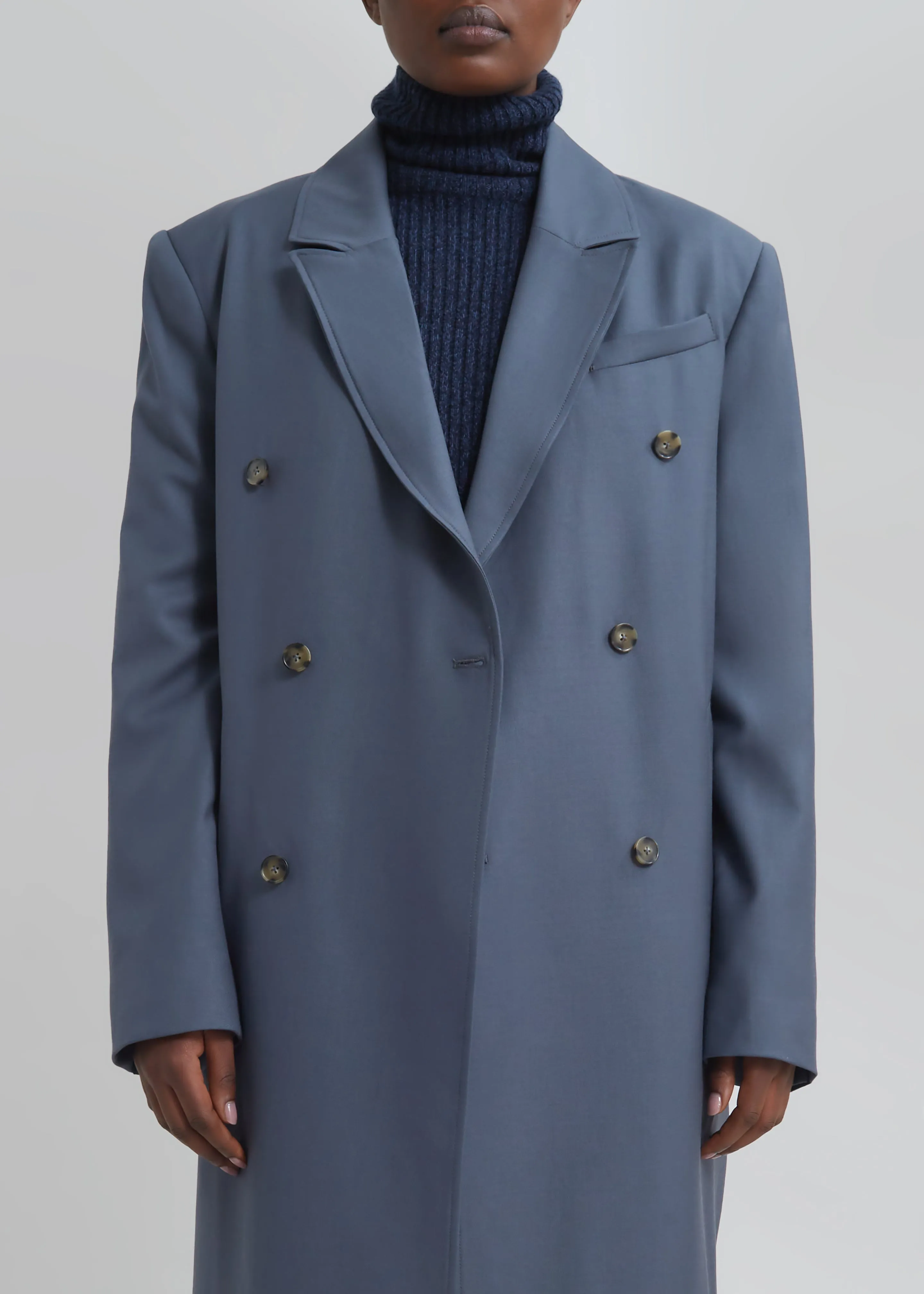 Loulou Studio Maisun Long Coat - Fjord Grey sold by Frankie Shop product image thumbnail 4