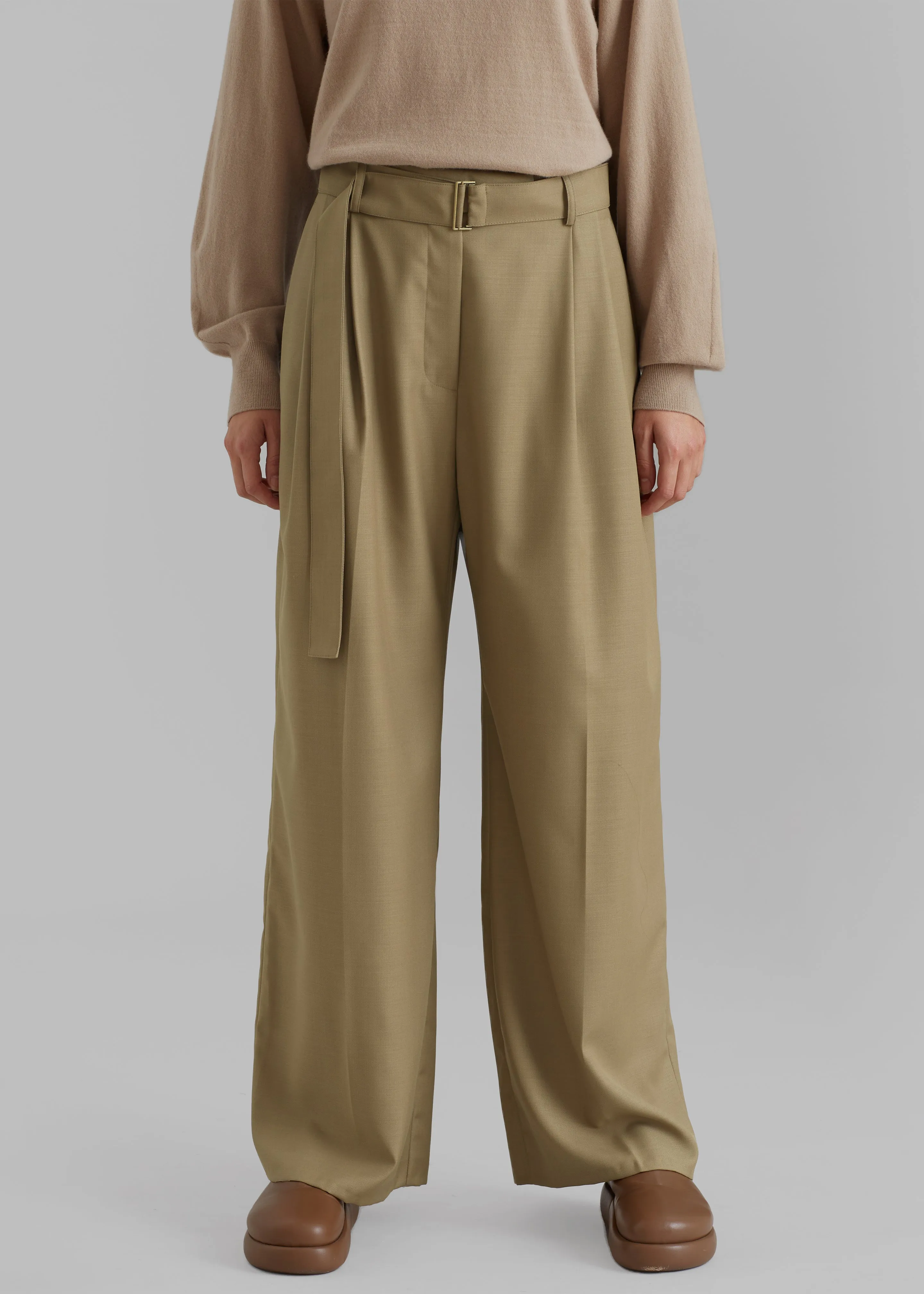 Lyxe Belted Pants - Taupe sold by Frankie Shop