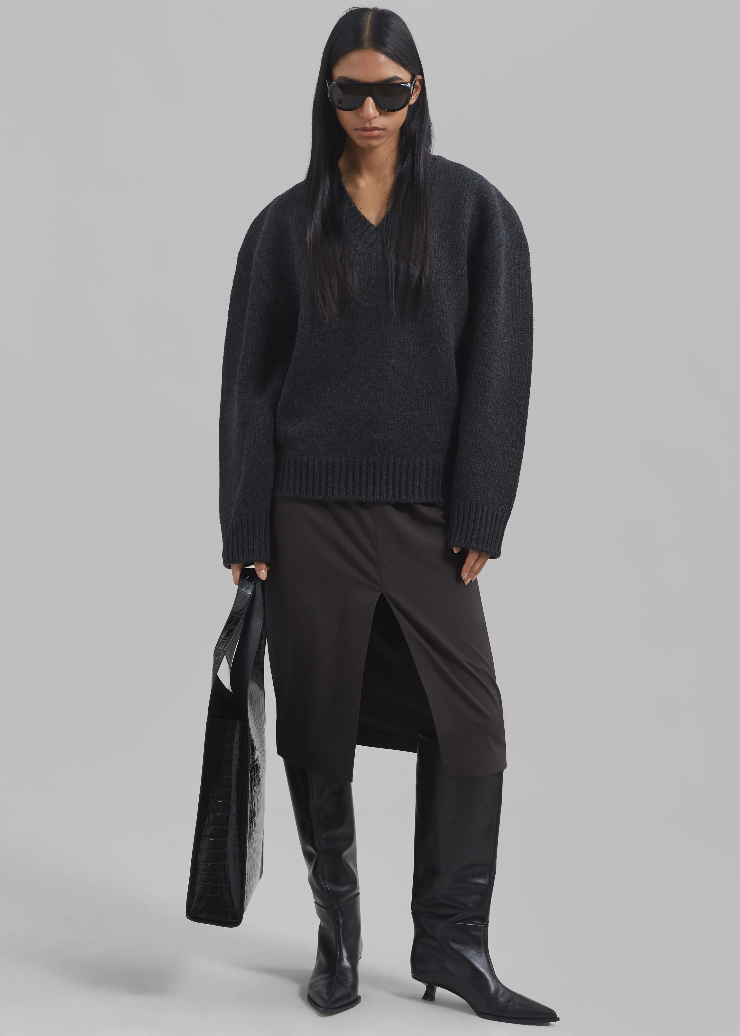 Edina Two Tone Wool Sweater - Charcoal sold by Frankie Shop