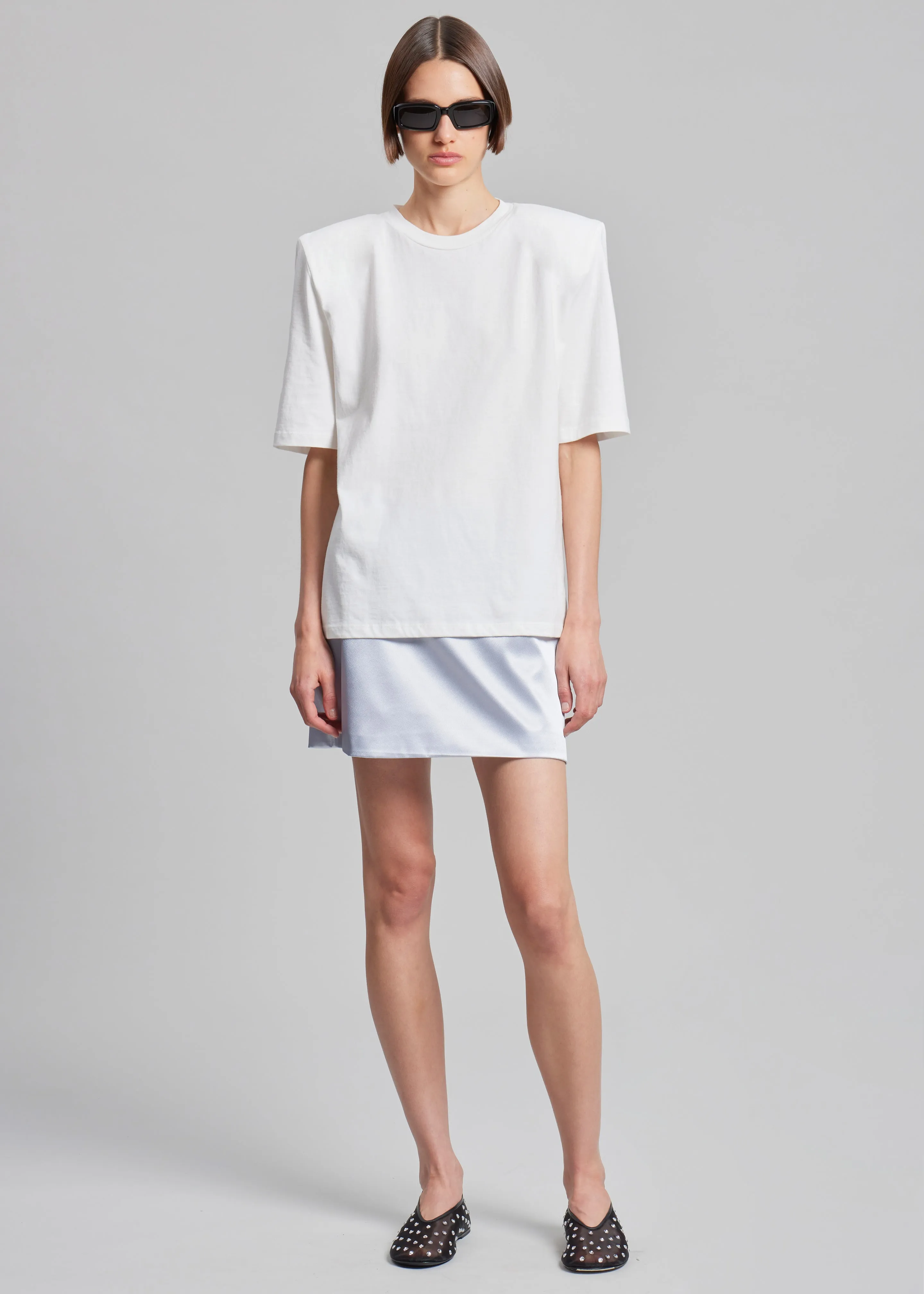 Jinan Silky Mini Skirt - Silver sold by Frankie Shop