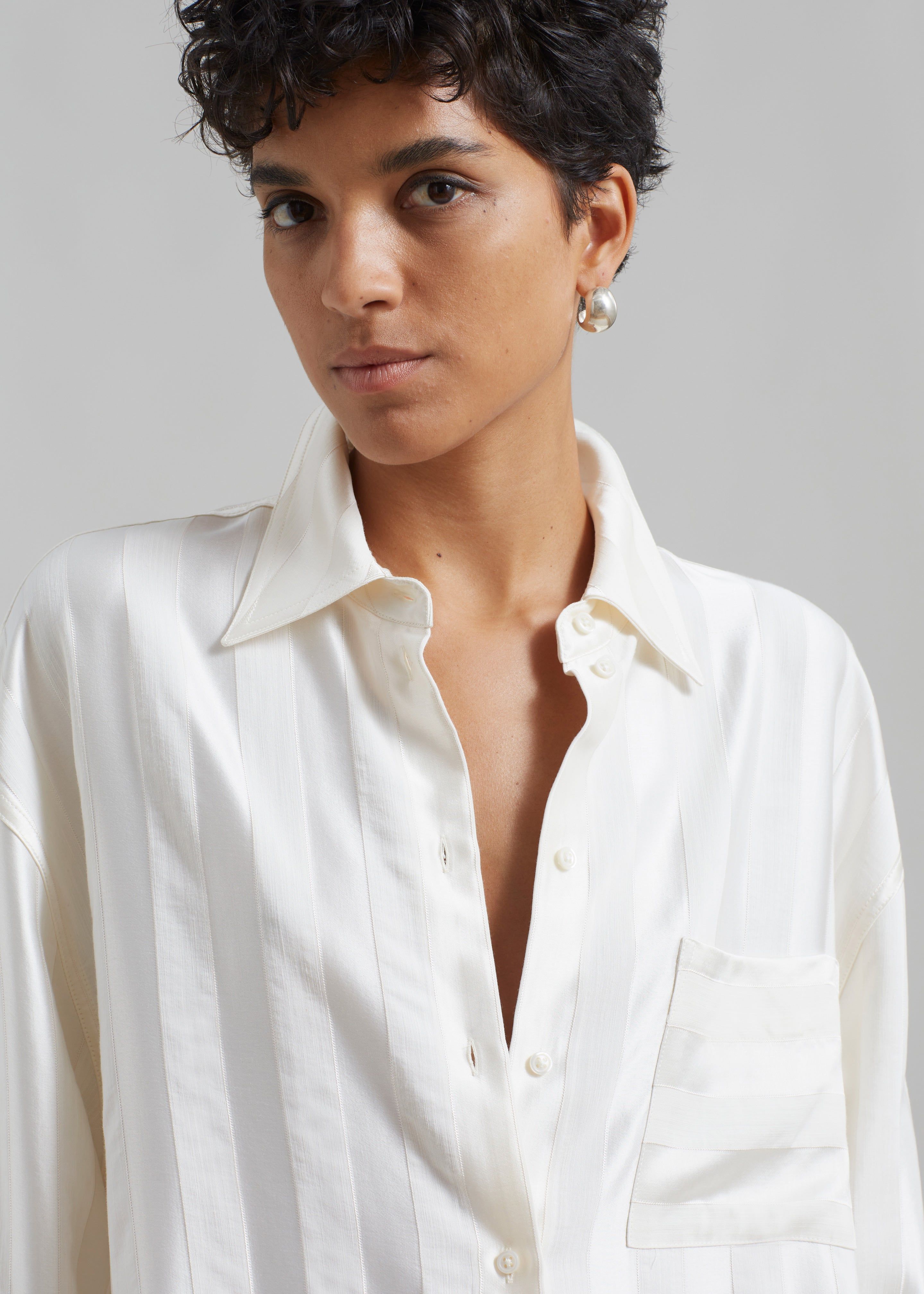 Loulou Studio Grant Shirt - Ivory sold by Frankie Shop product image thumbnail 3