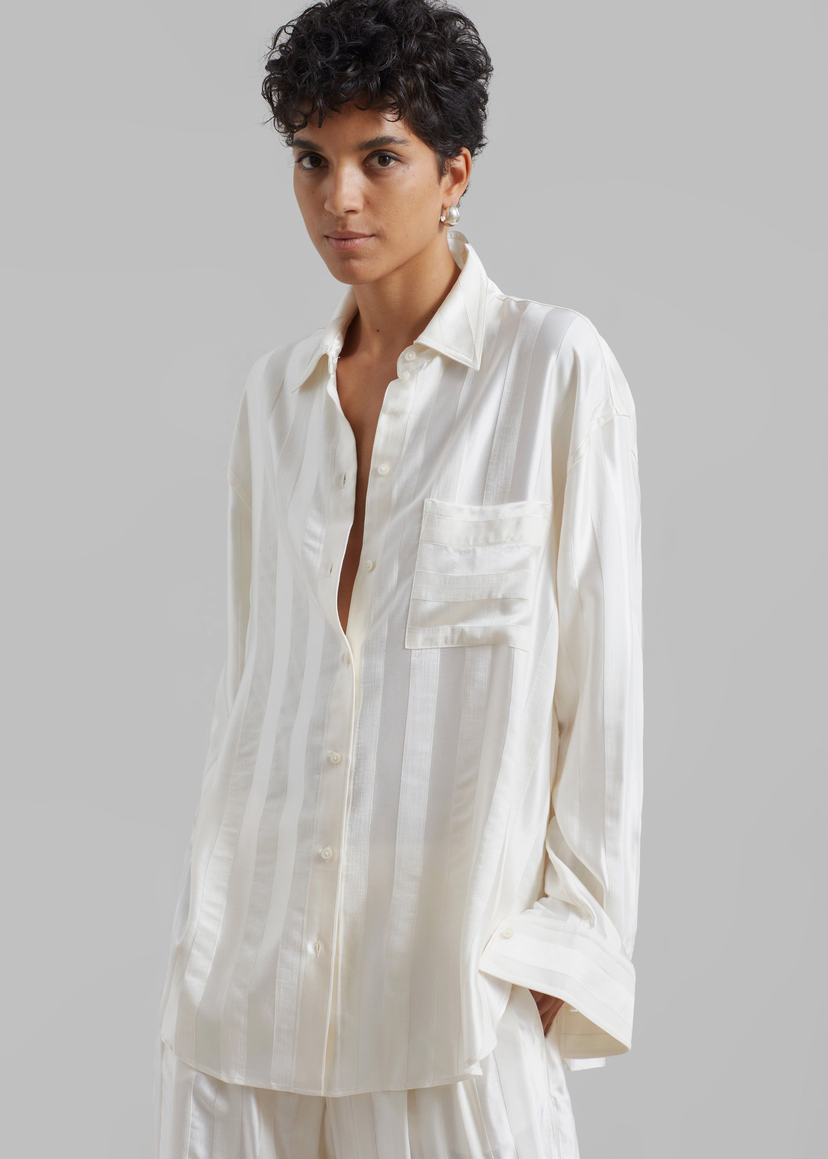 Loulou Studio Grant Shirt - Ivory sold by Frankie Shop
