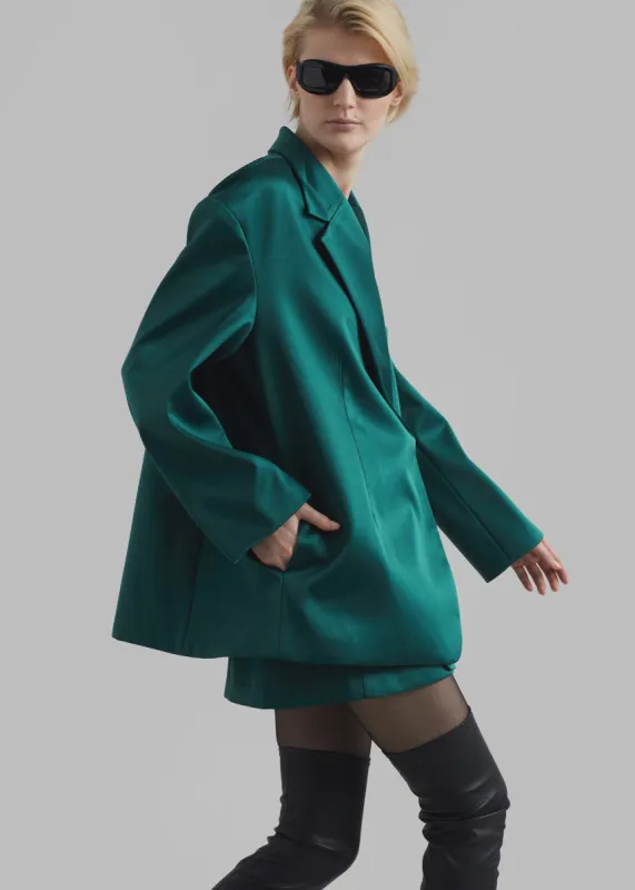 Jo Satin Blazer - Deep Teal sold by Frankie Shop